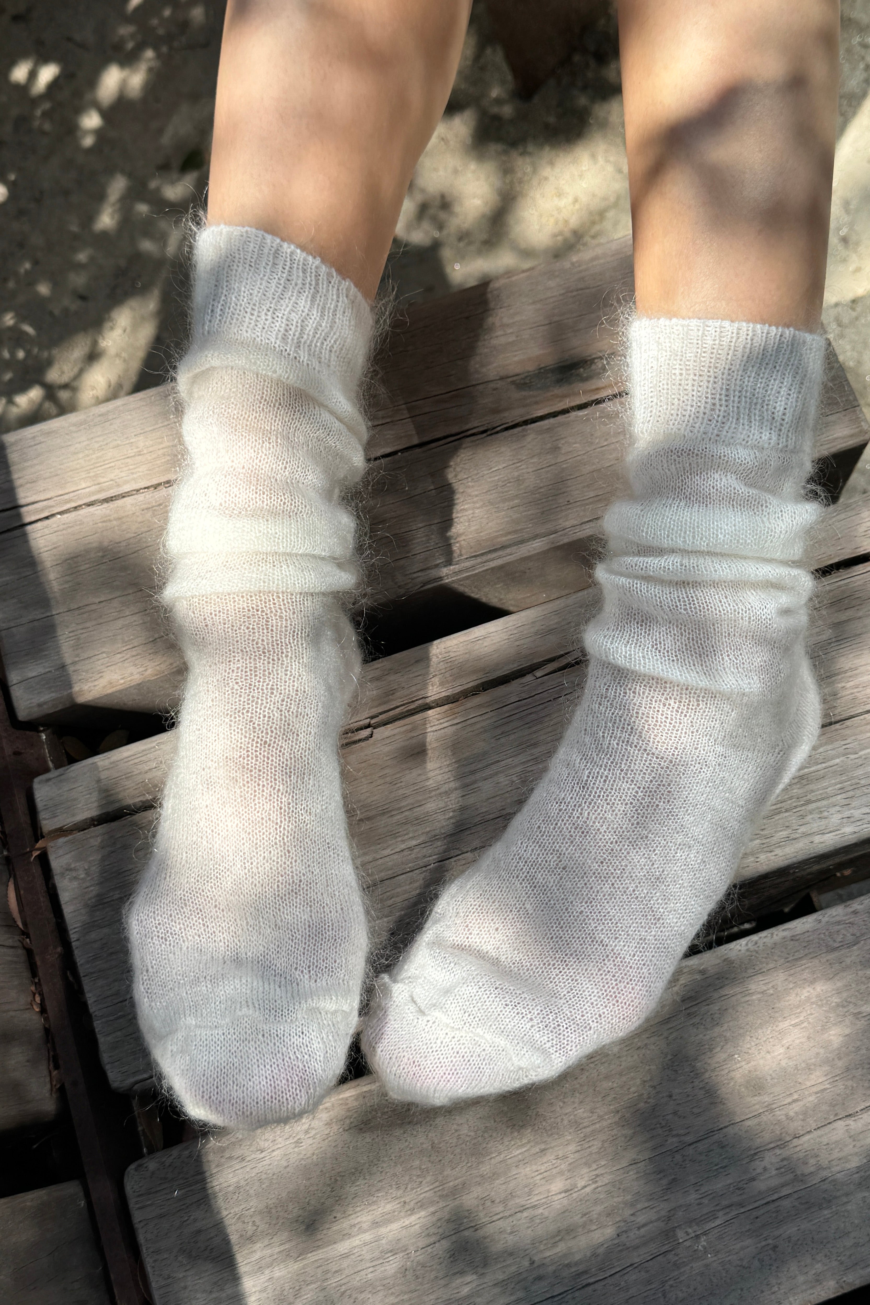 Mohair Veil Socks - Cream