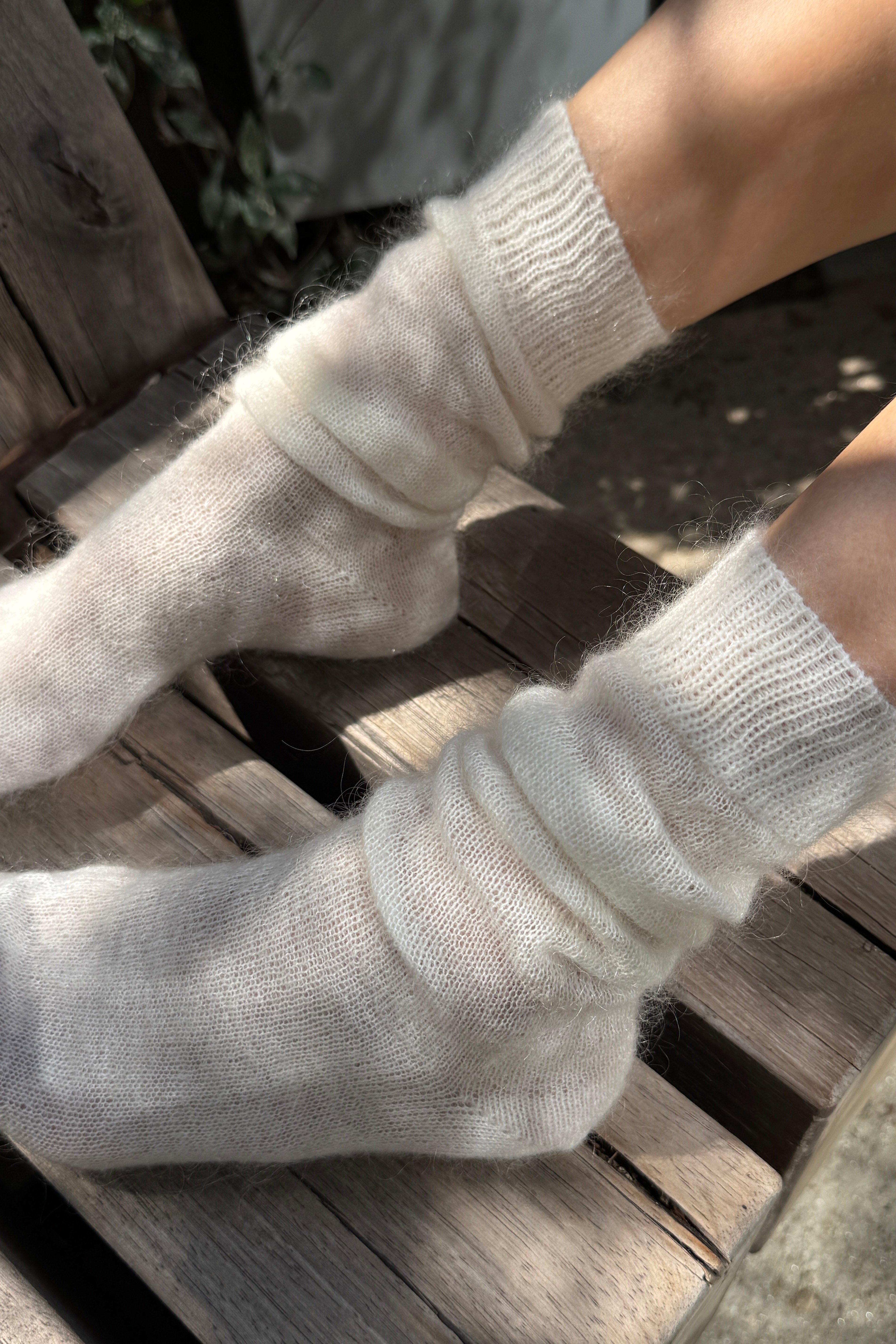 Mohair Veil Socks - Cream
