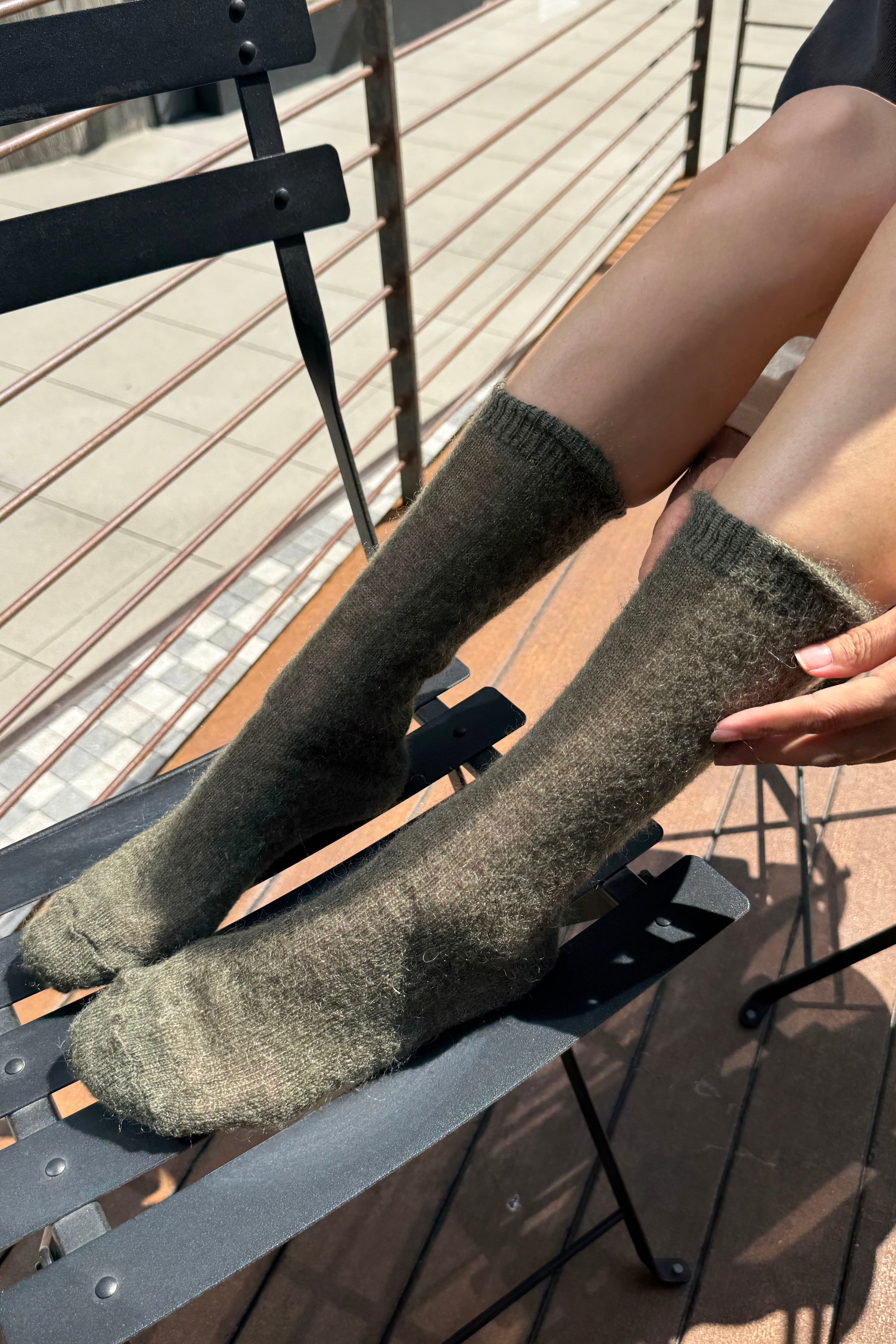 Mohair Veil Socks - Mountain Olive