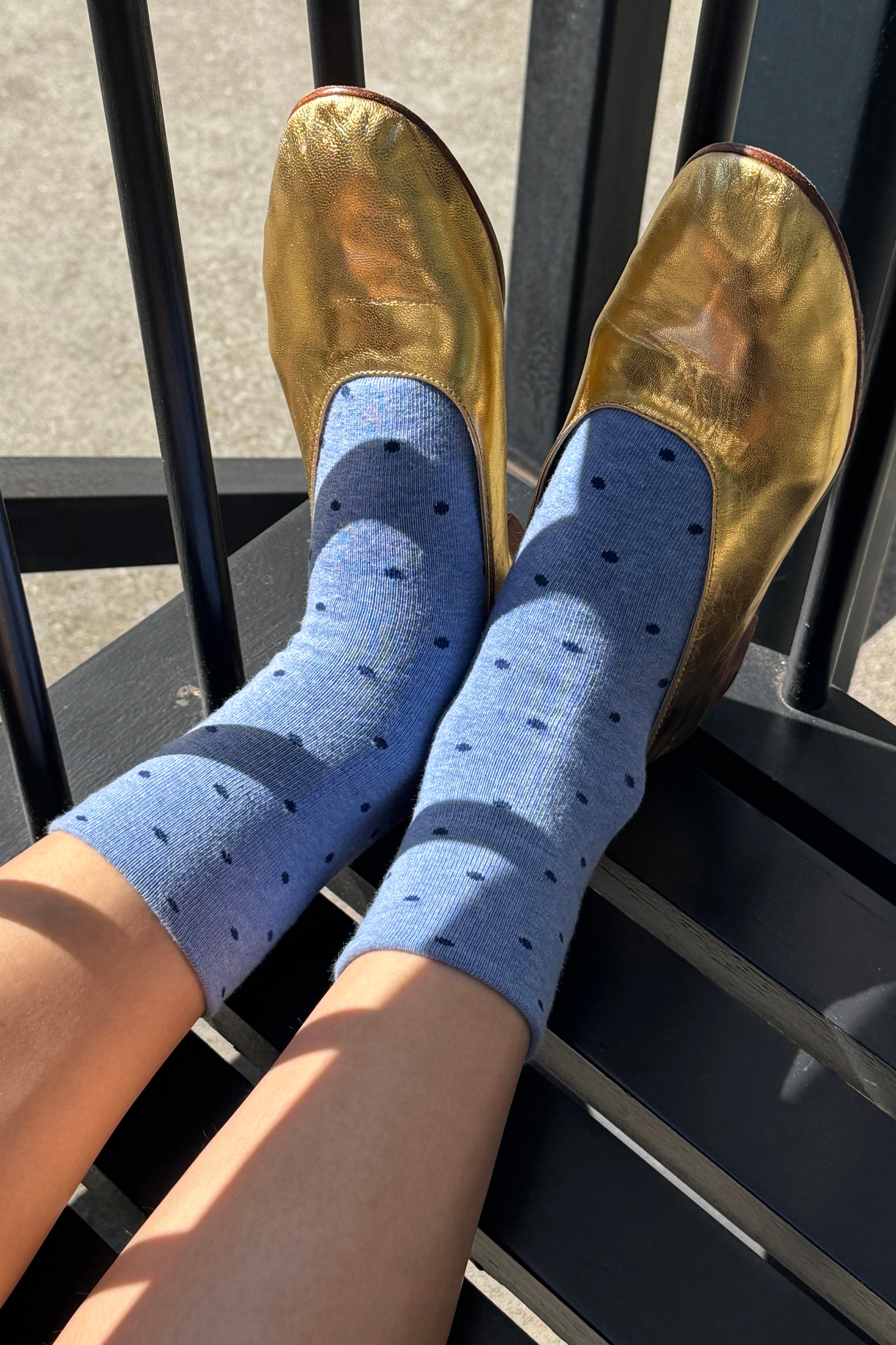Polka Dot Sneaker Socks - Blue/Navy