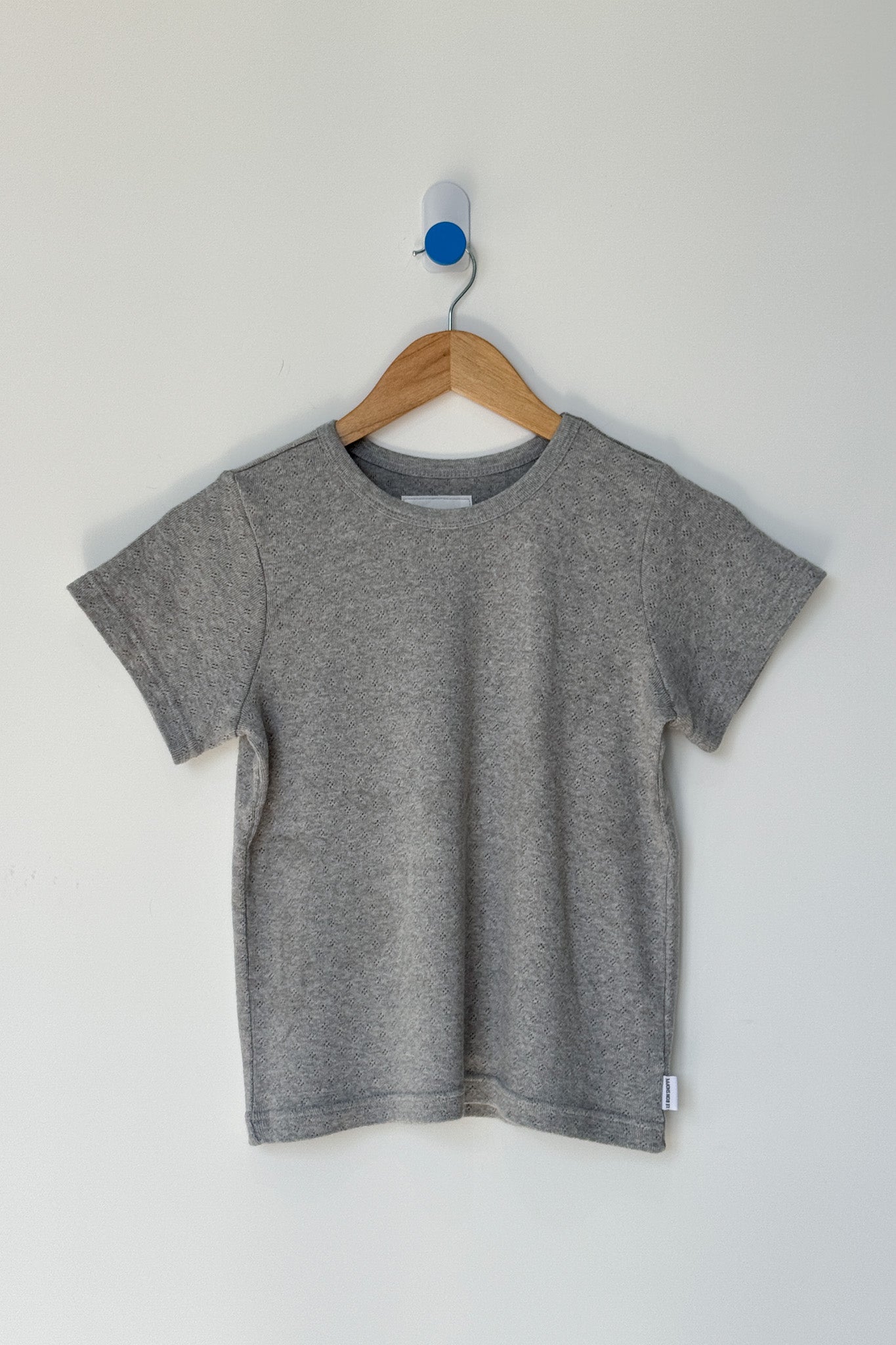 Pointelle Babe Tee - Melange Grey