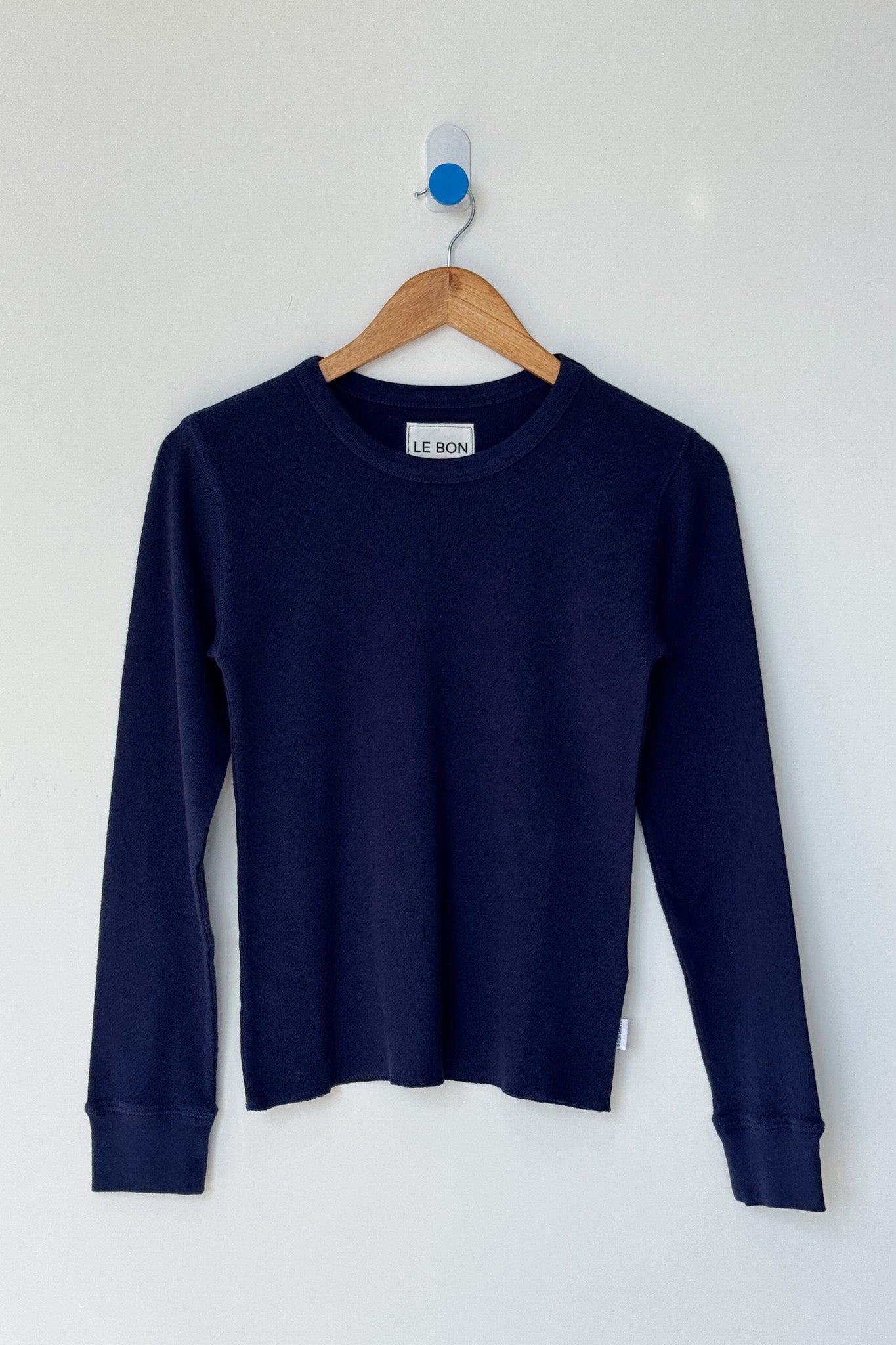 Pointelle Fundamental Tee - Navy