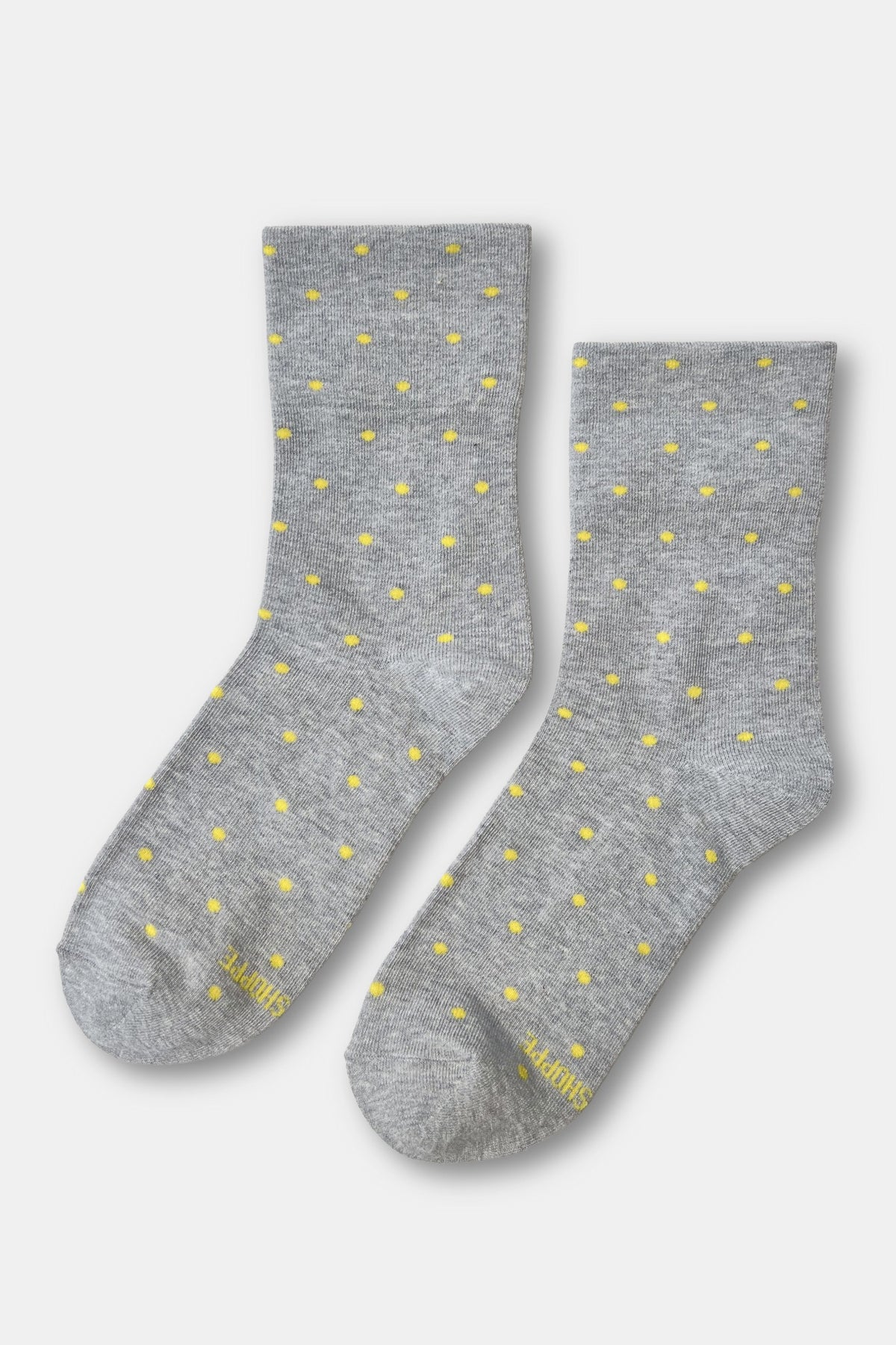 Polka Dot Sneaker Socks - Ht. Grey/Yellow