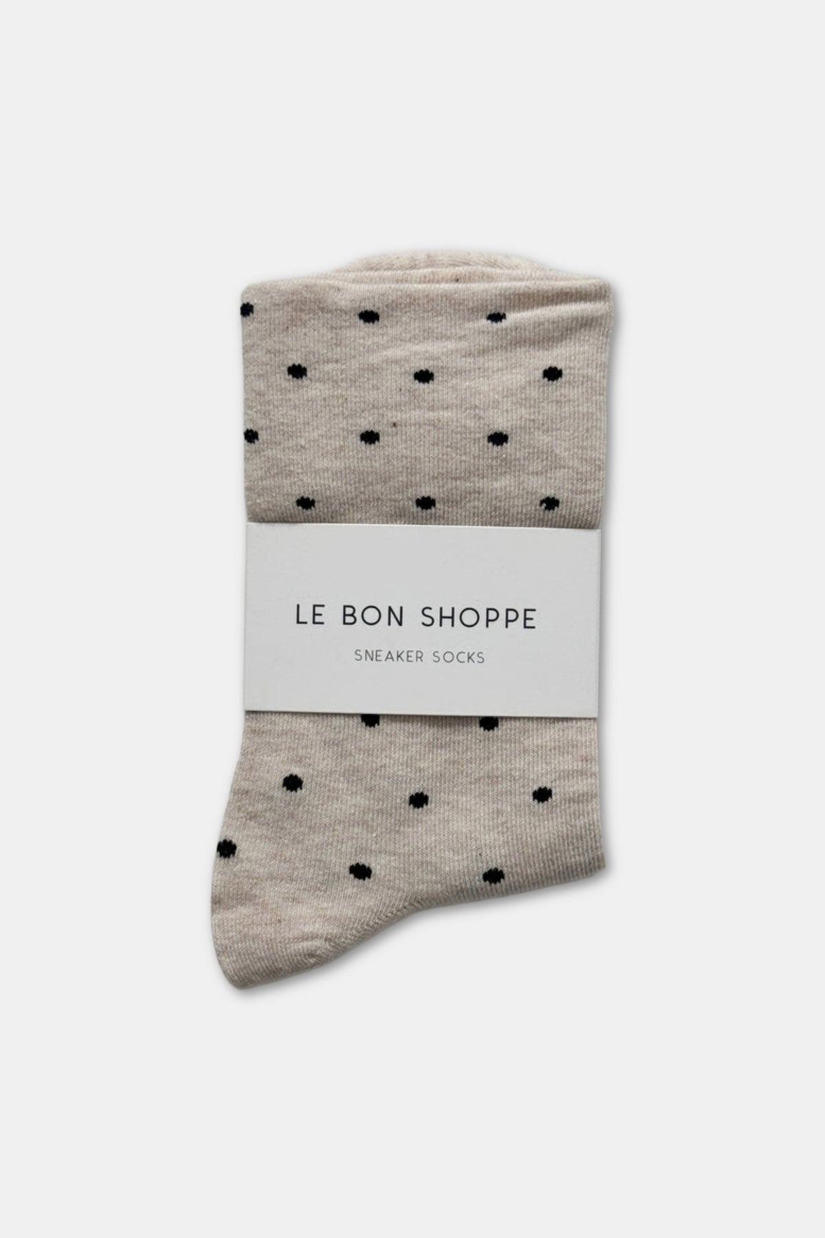Polka Dot Sneaker Socks - Oatmeal / Black