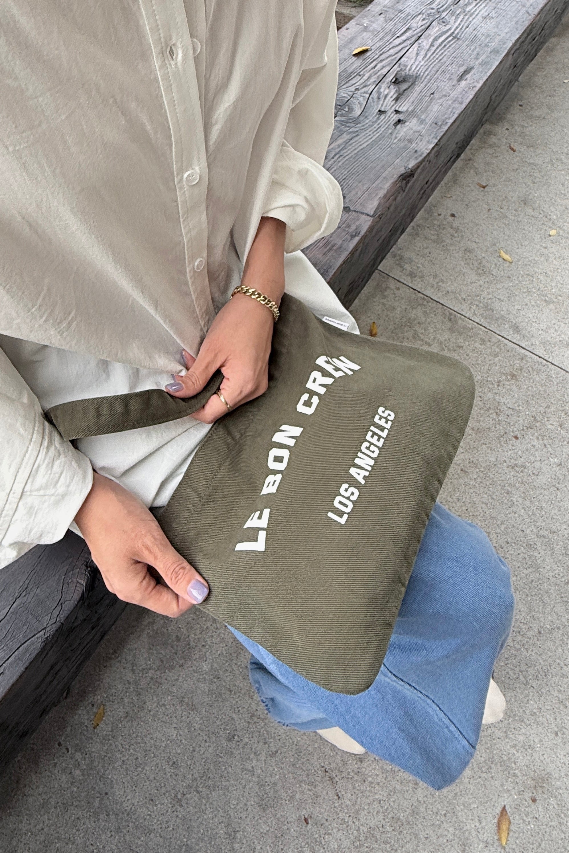 Petite Happy Carry Bag - Olive + White