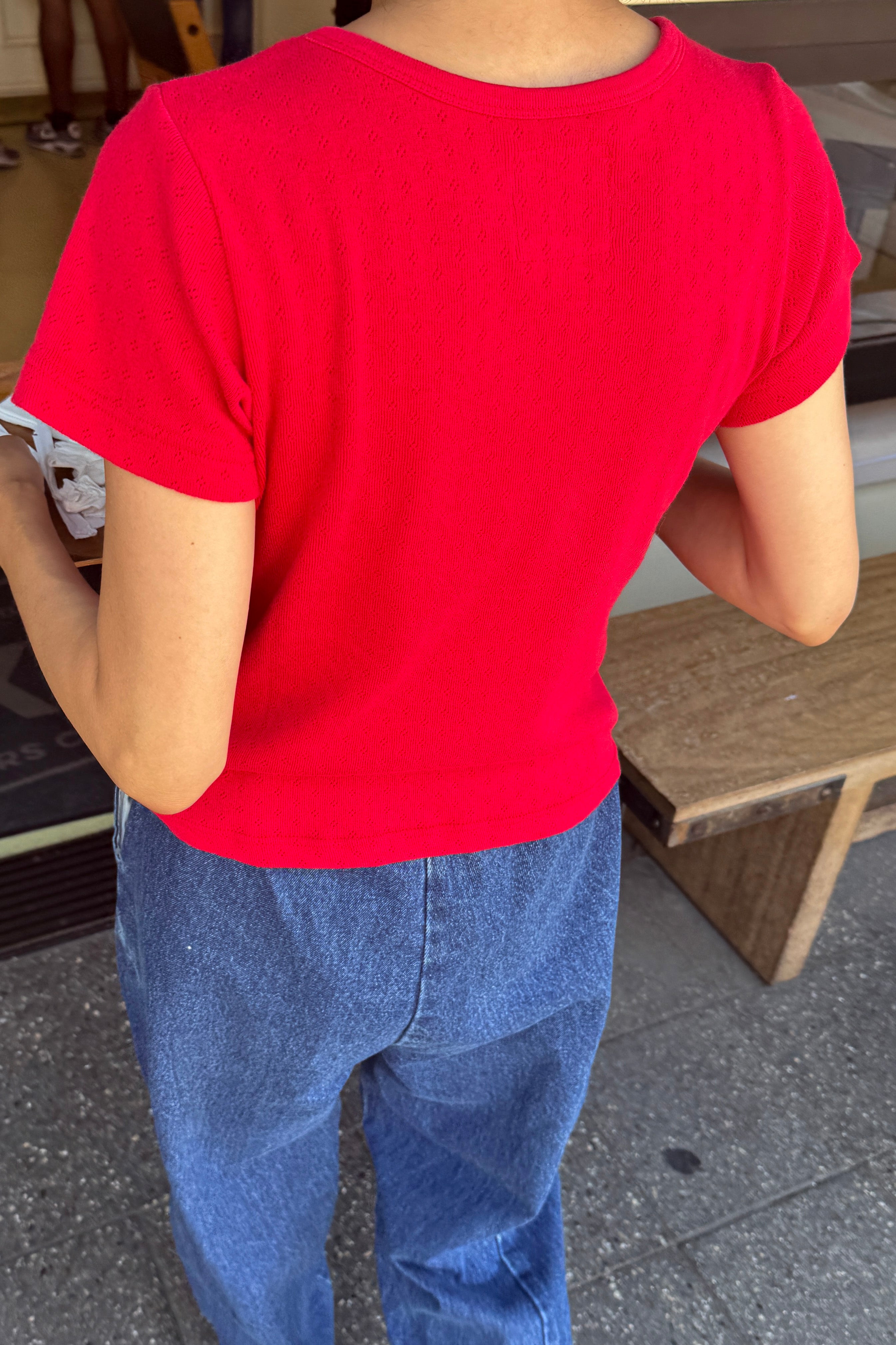 Pointelle Babe Tee - Red Apple