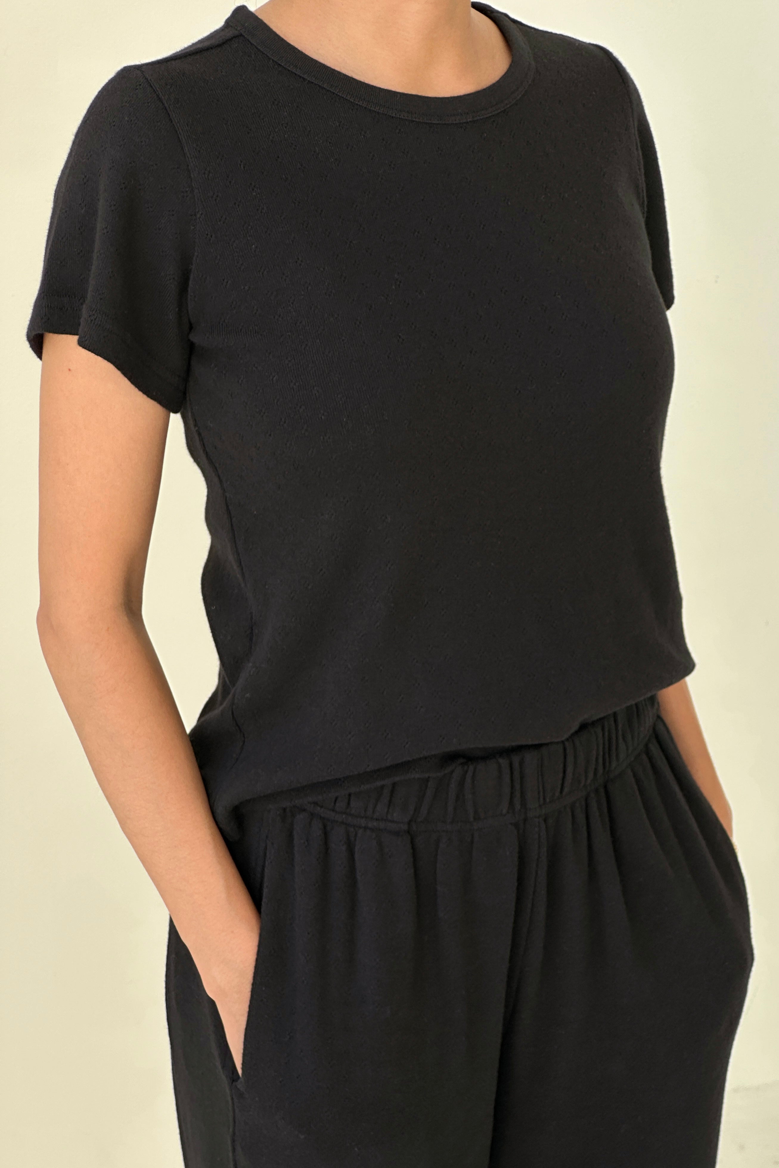 Pointelle Babe Tee - Black