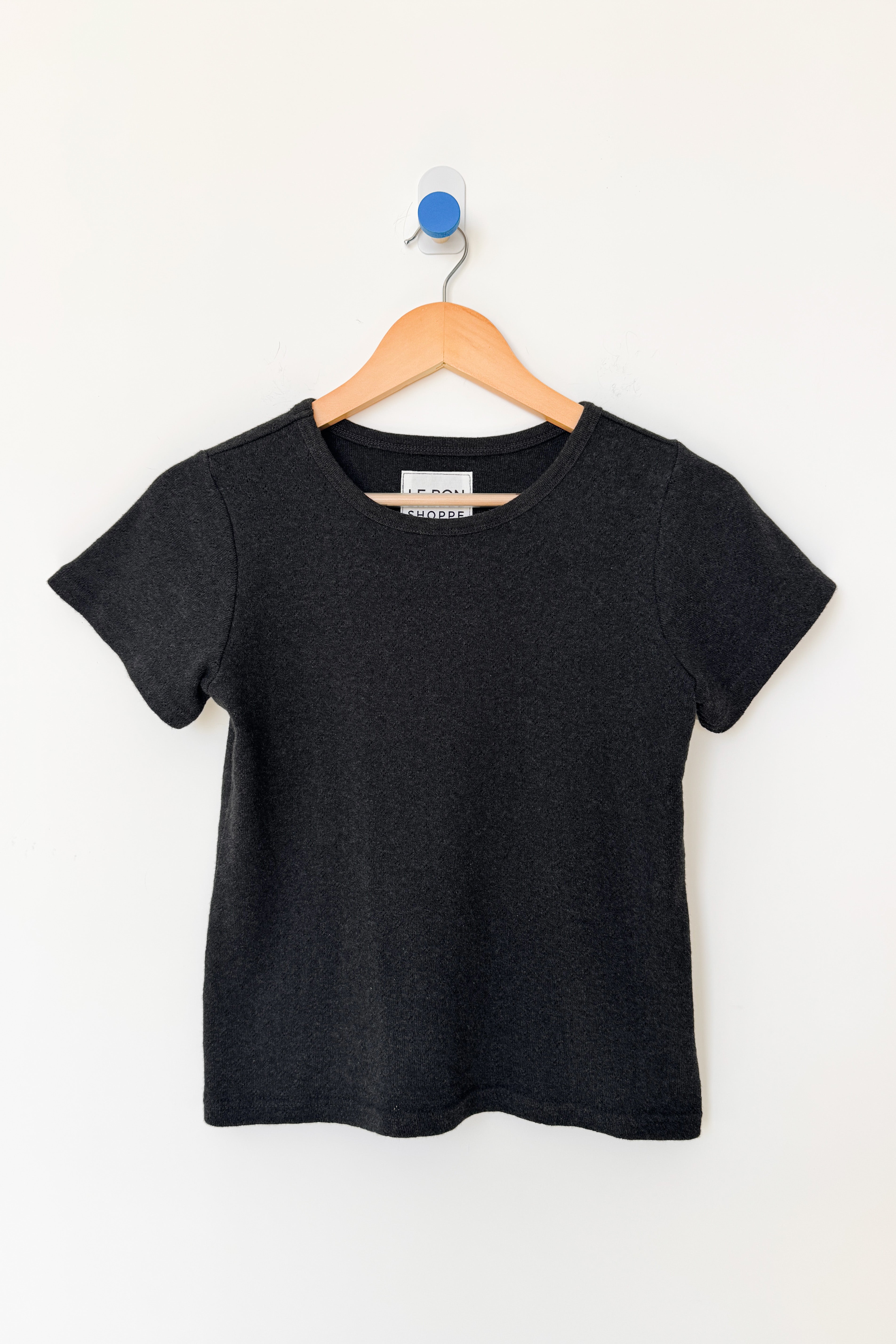 Pointelle Babe Tee - Charcoal