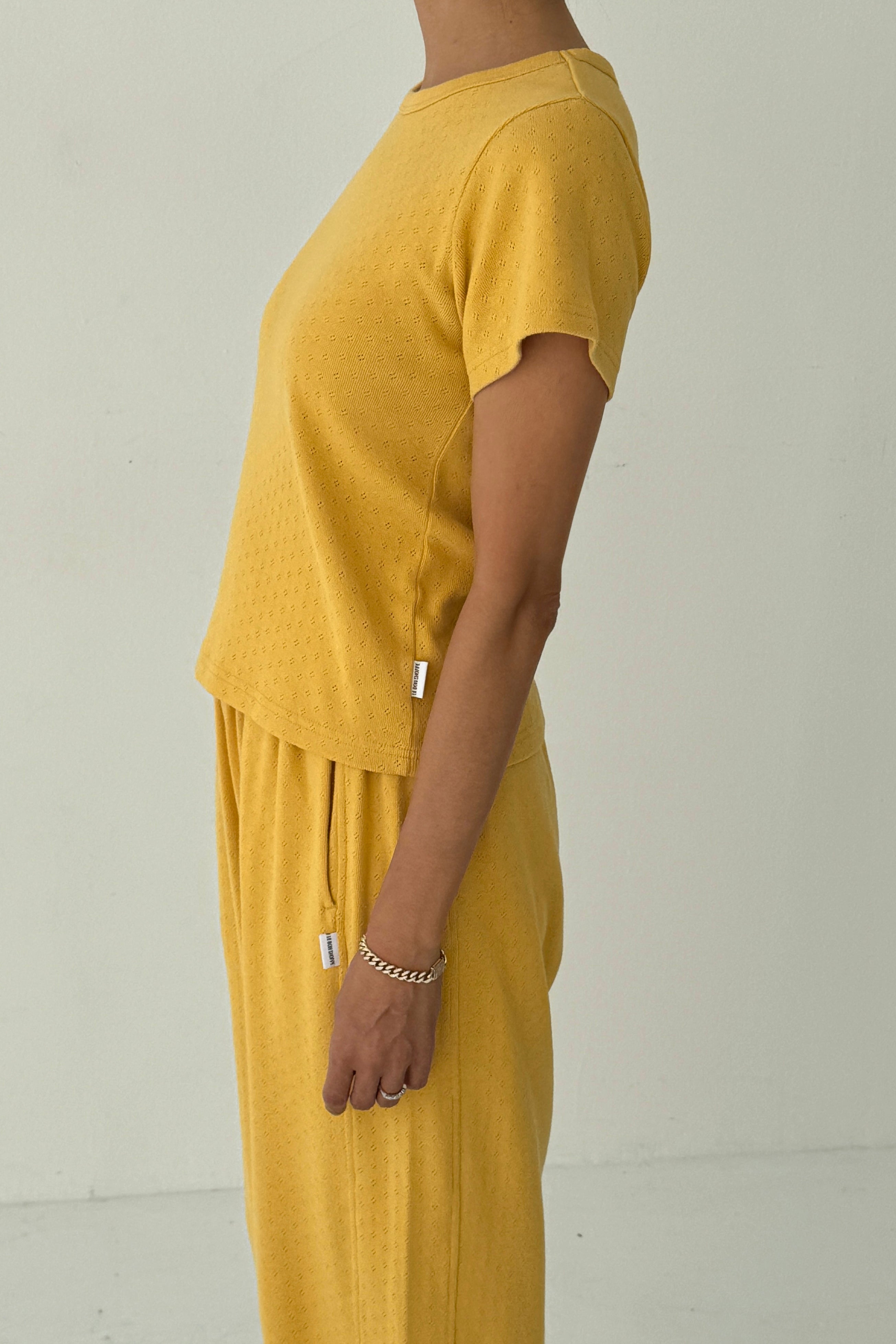 Pointelle Babe Tee - Deep Yellow