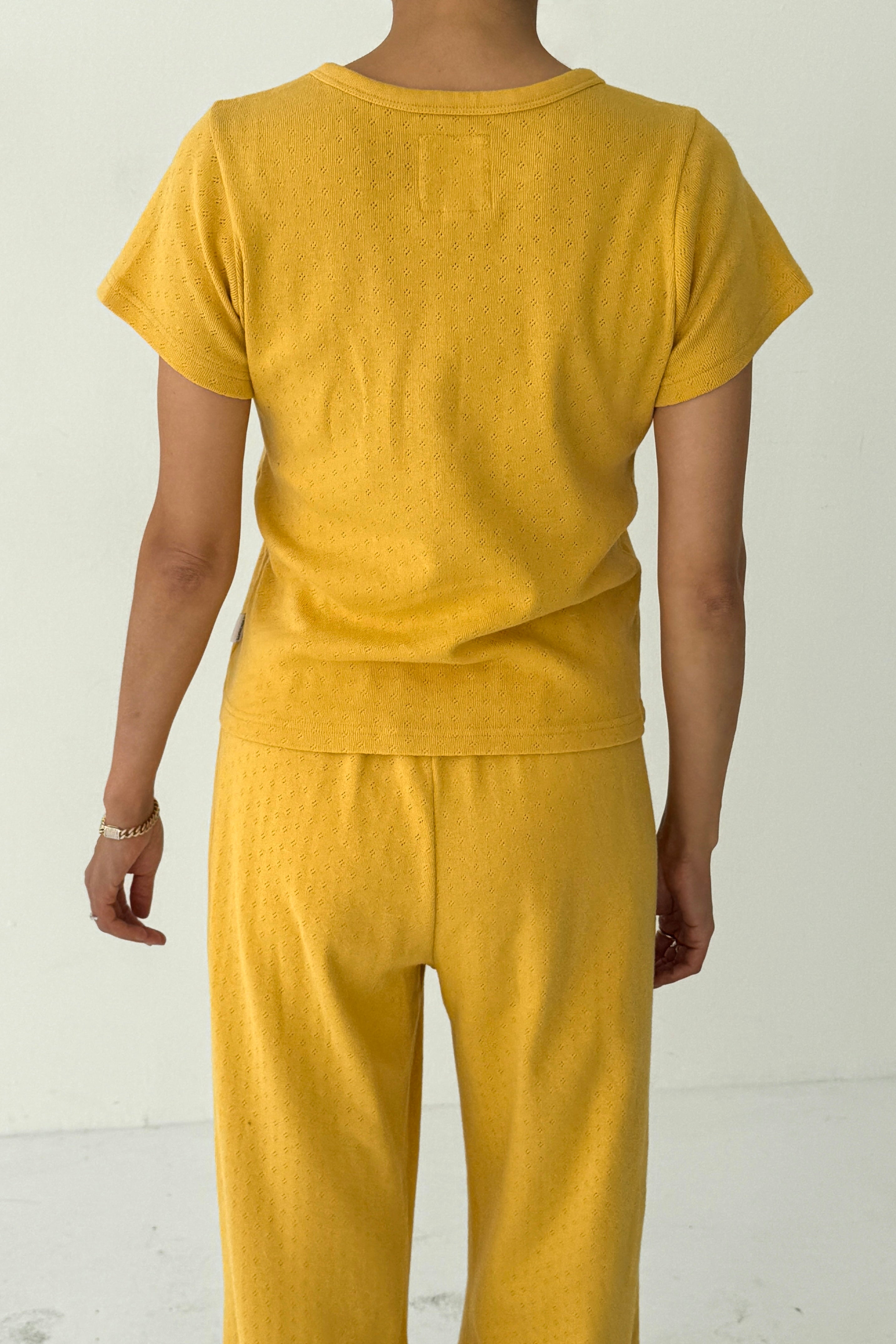 Pointelle Babe Tee - Deep Yellow