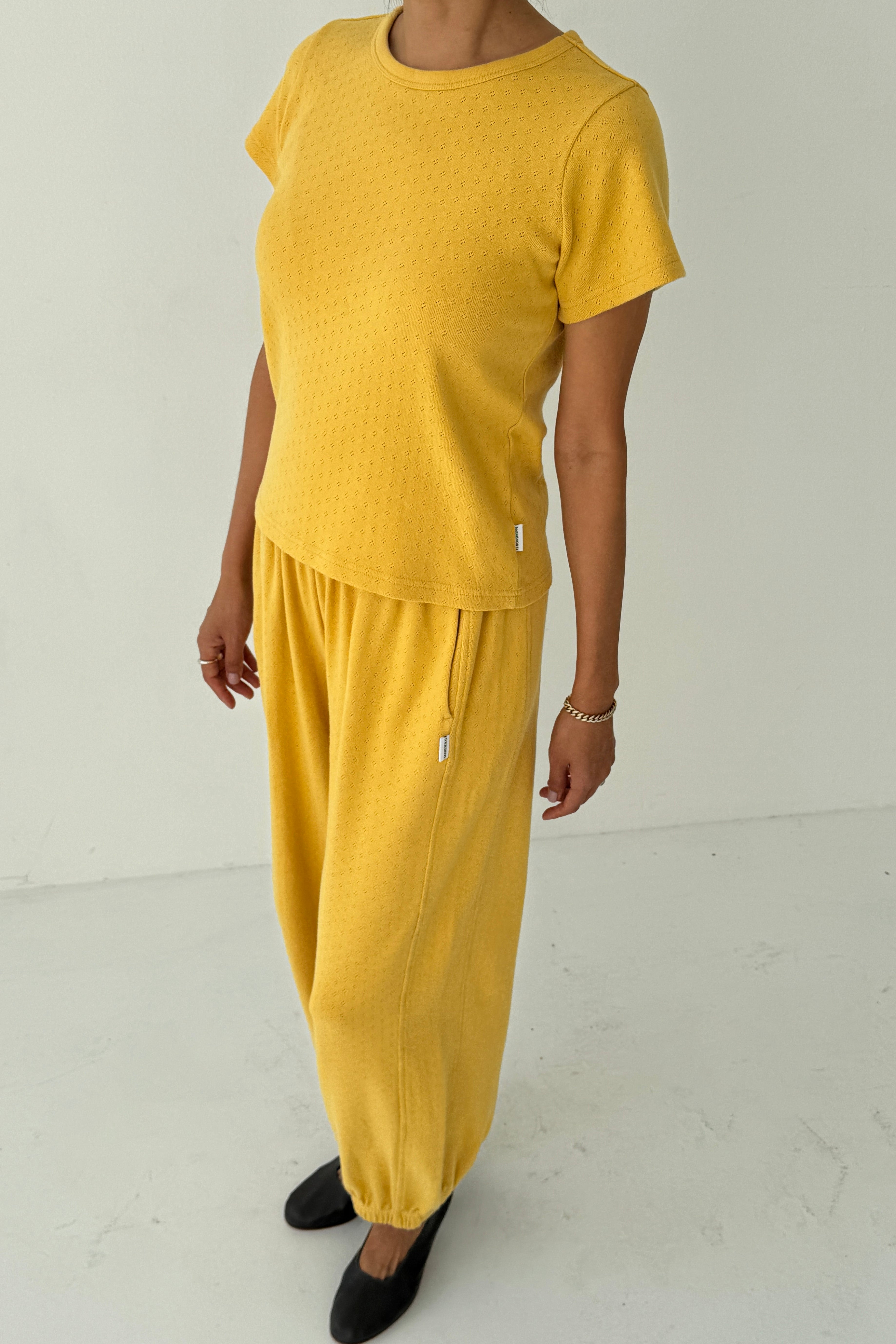 Pointelle Babe Tee - Deep Yellow