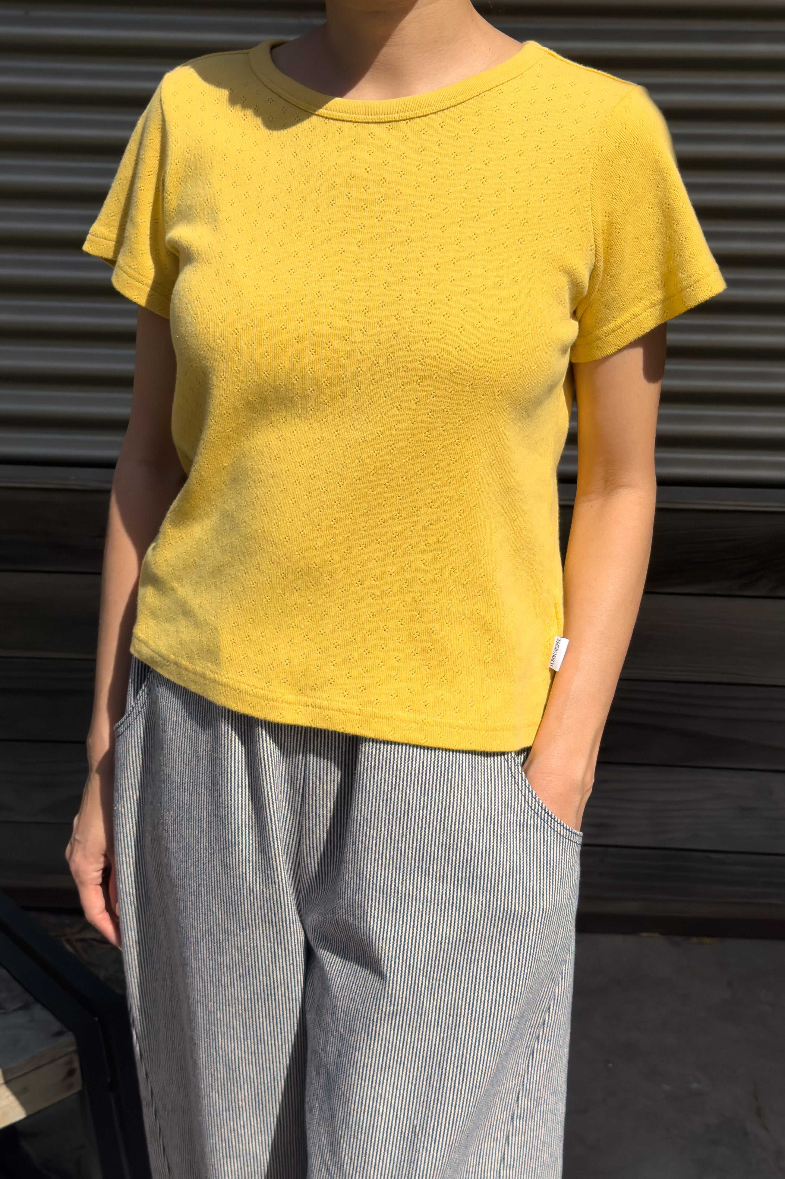 Pointelle Babe Tee - Deep Yellow