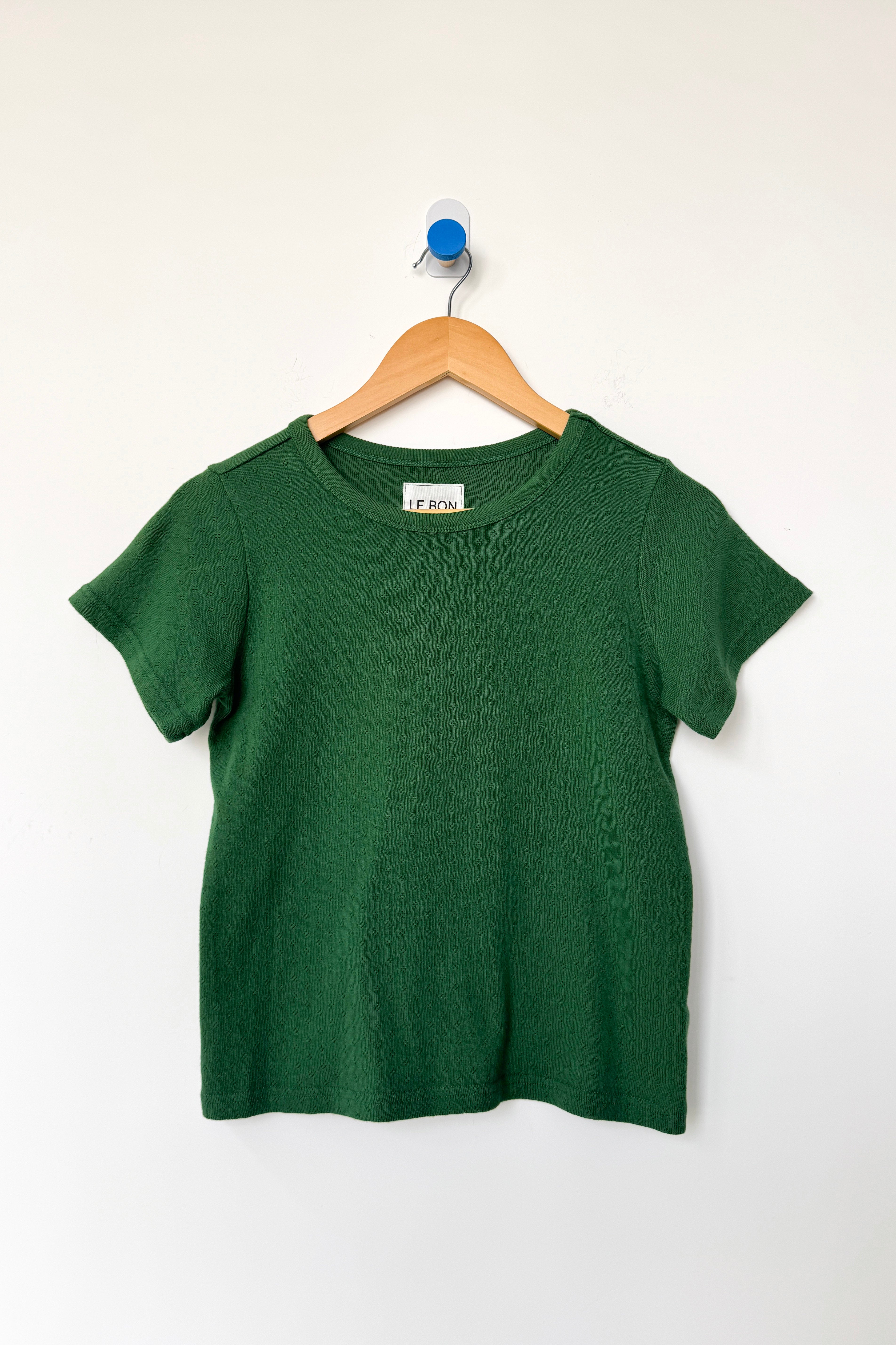 Pointelle Babe Tee - Moss Green