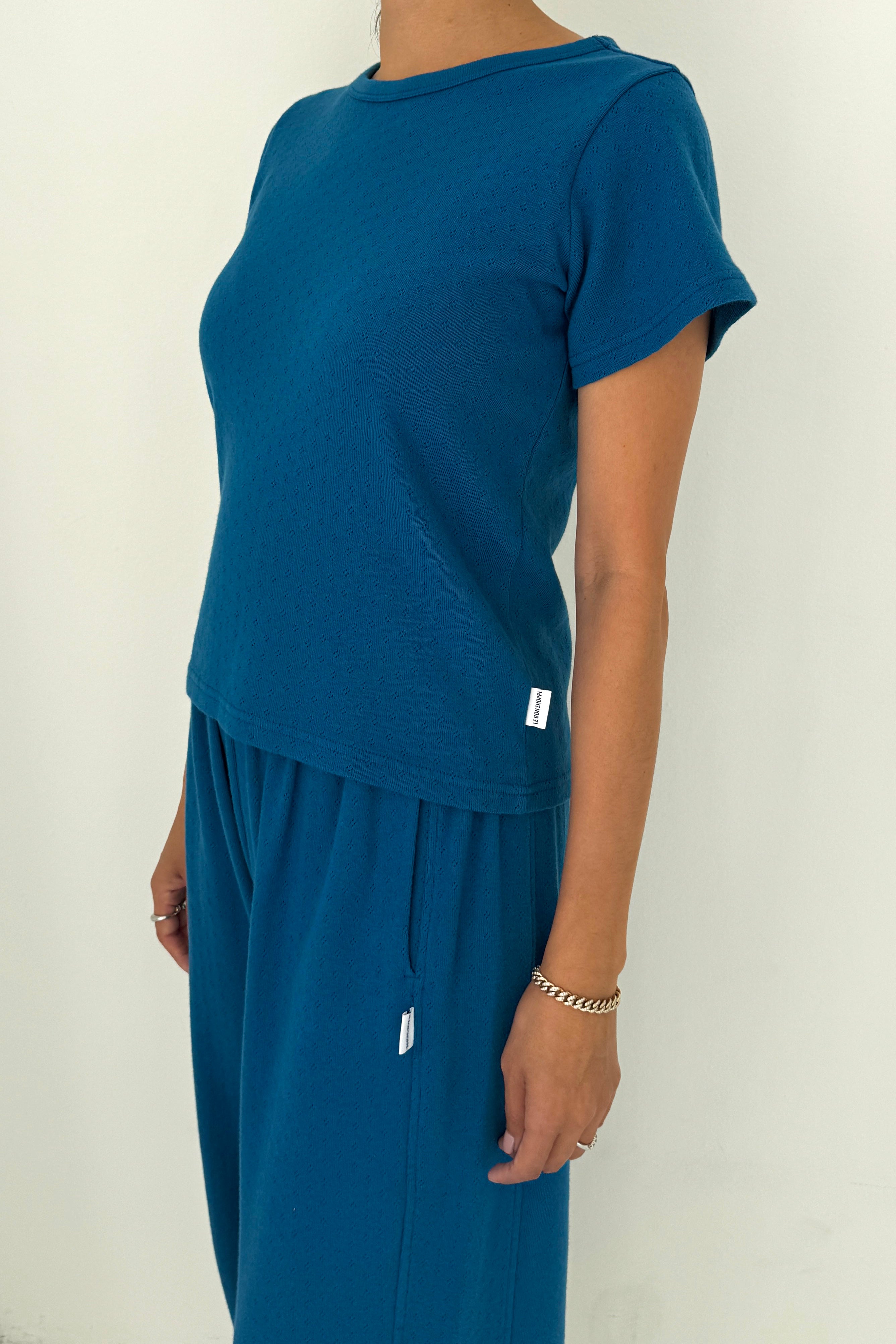 Pointelle Babe Tee - Sea Blue