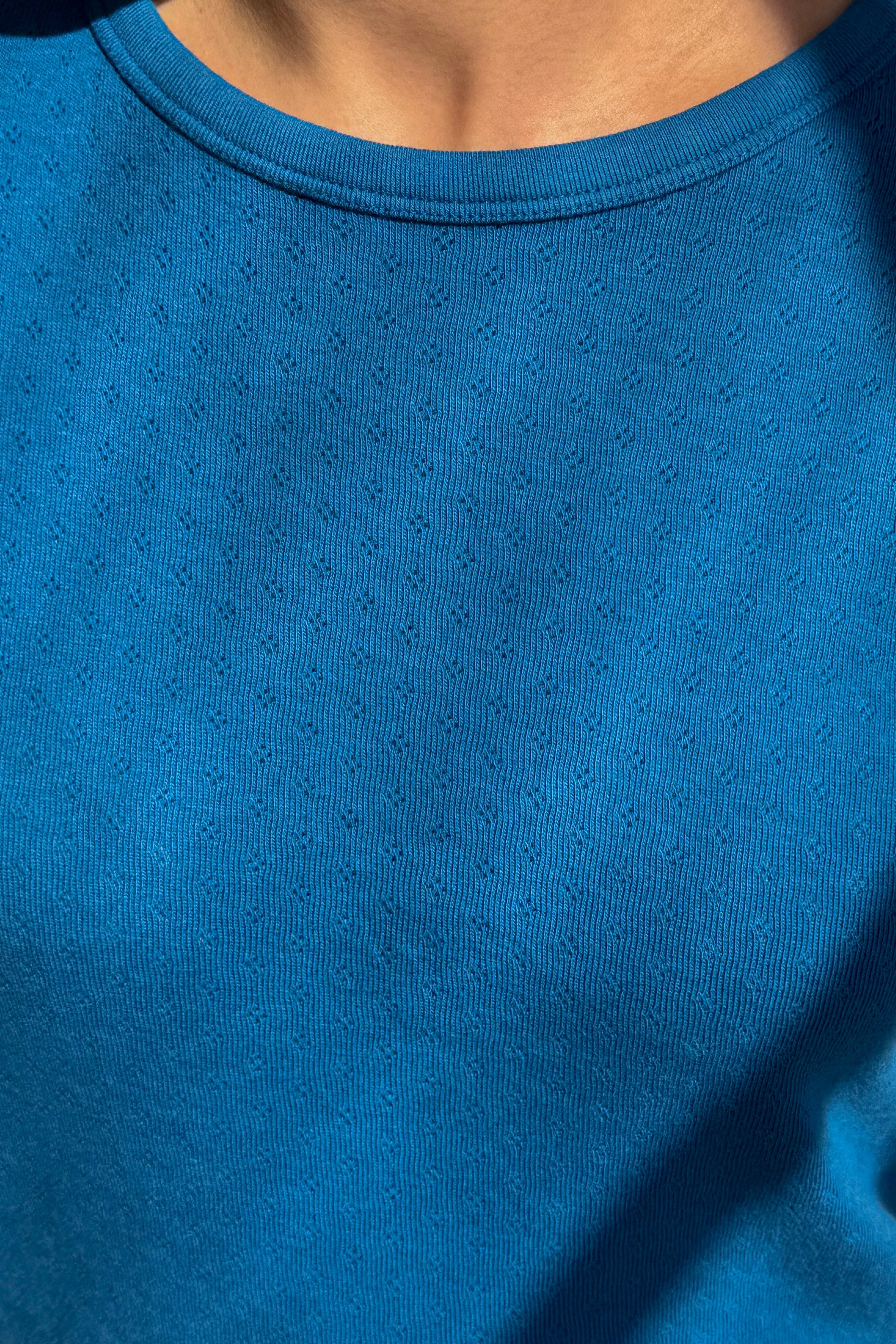 Pointelle Babe Tee - Sea Blue