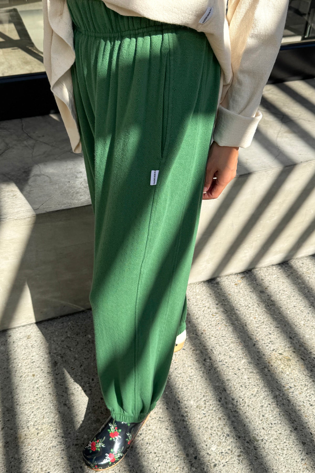 Pointelle Balloon Pants - Moss Green