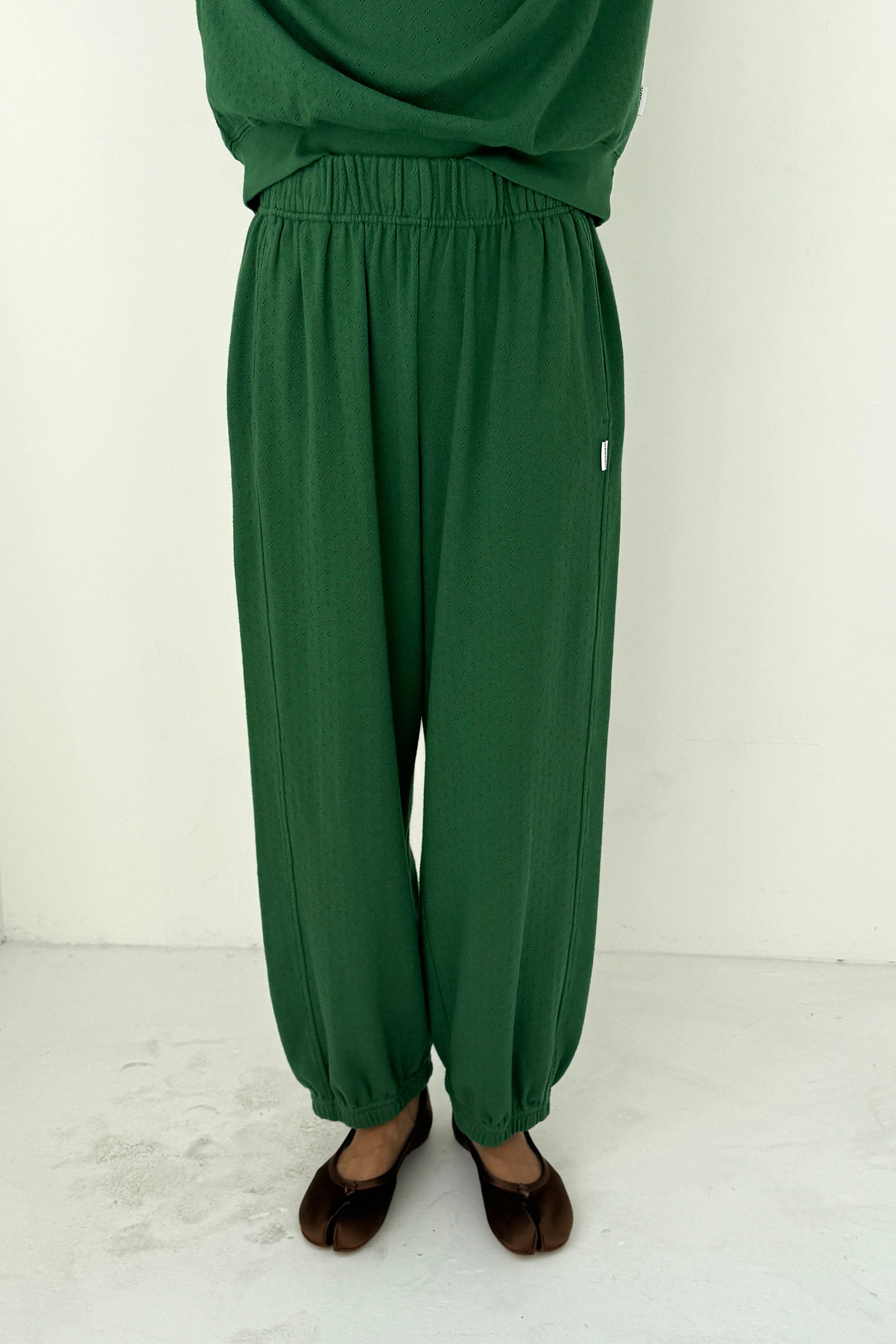 Pointelle Balloon Pants - Moss Green