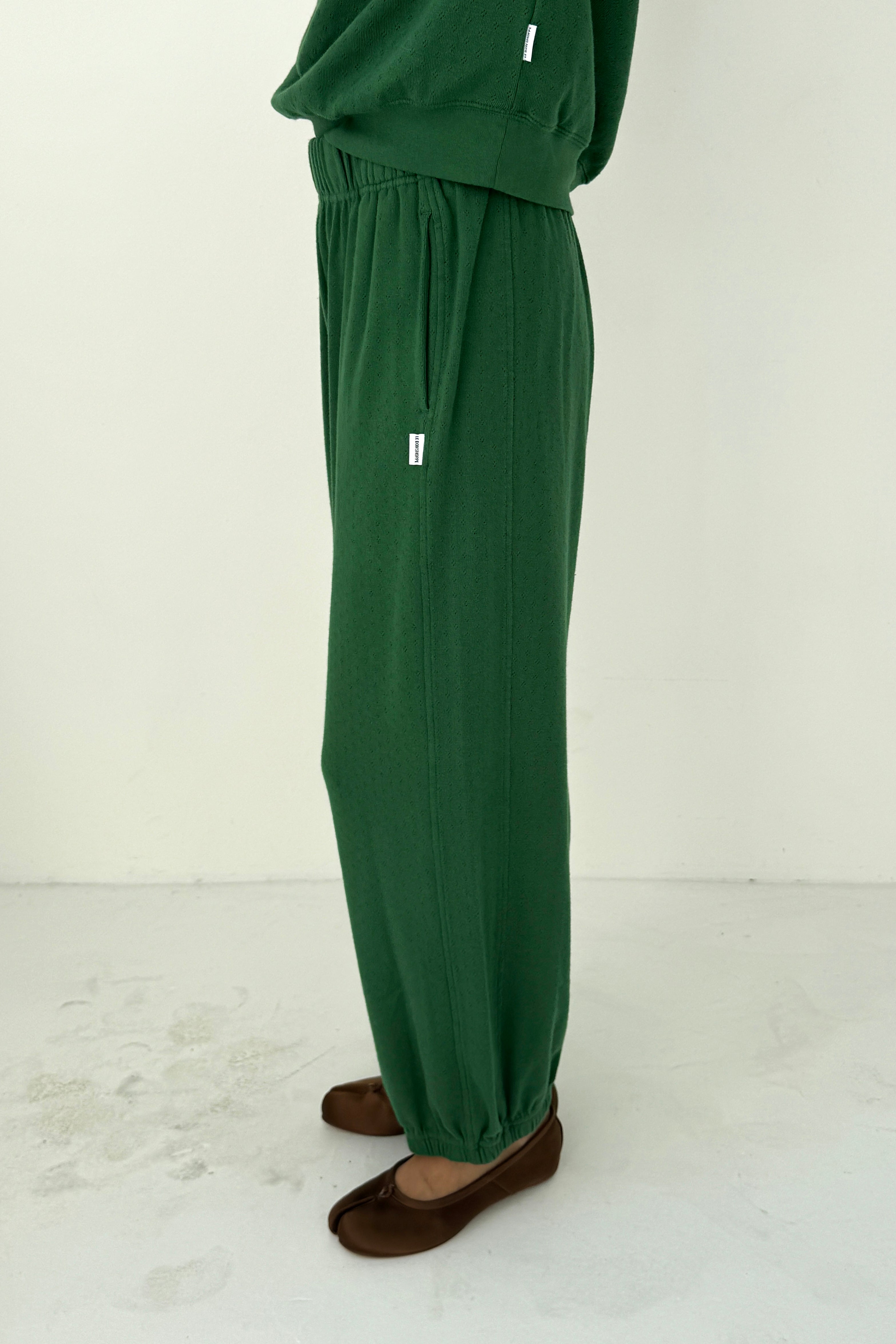 Pointelle Balloon Pants - Moss Green
