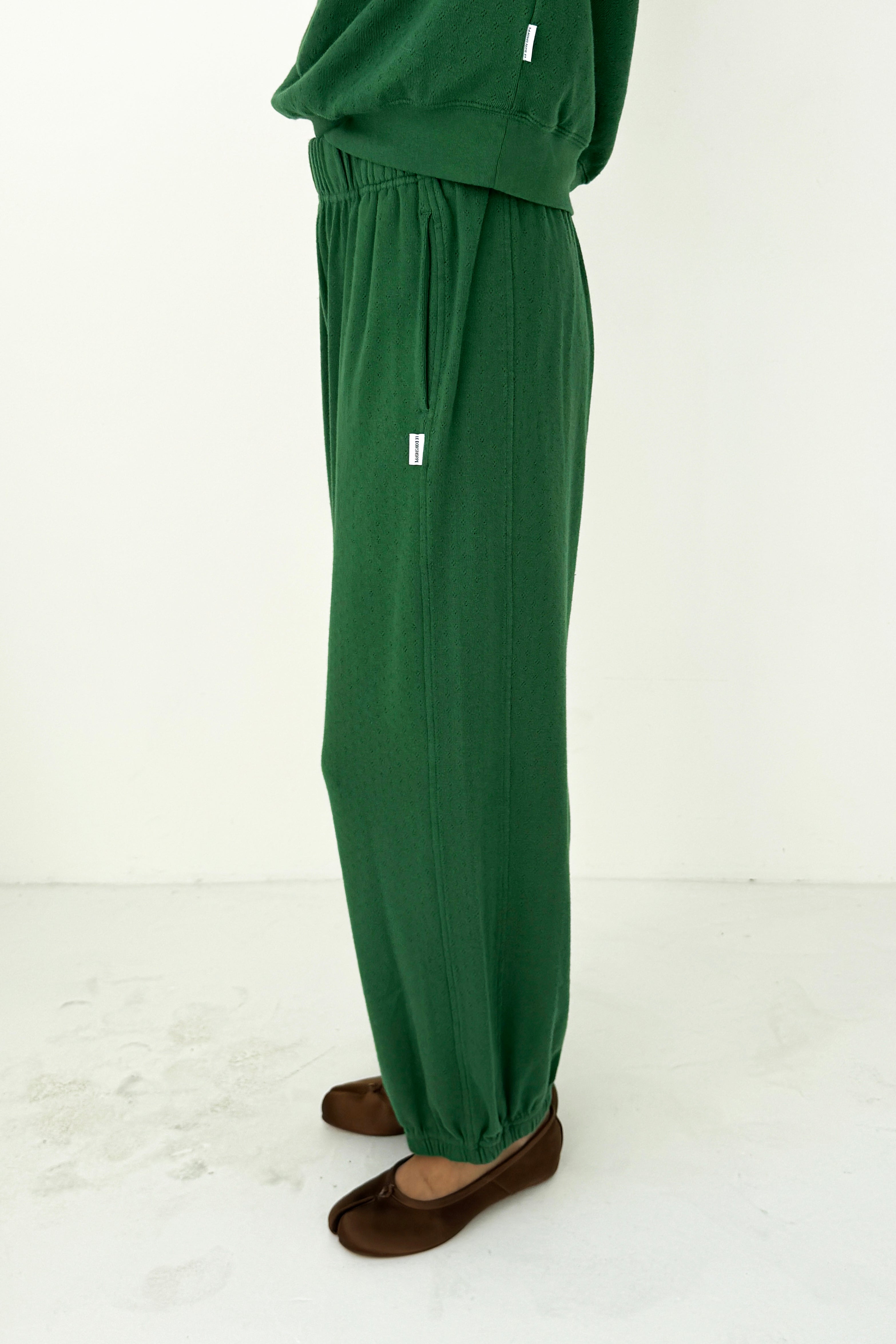 Pointelle Balloon Pants - Moss Green
