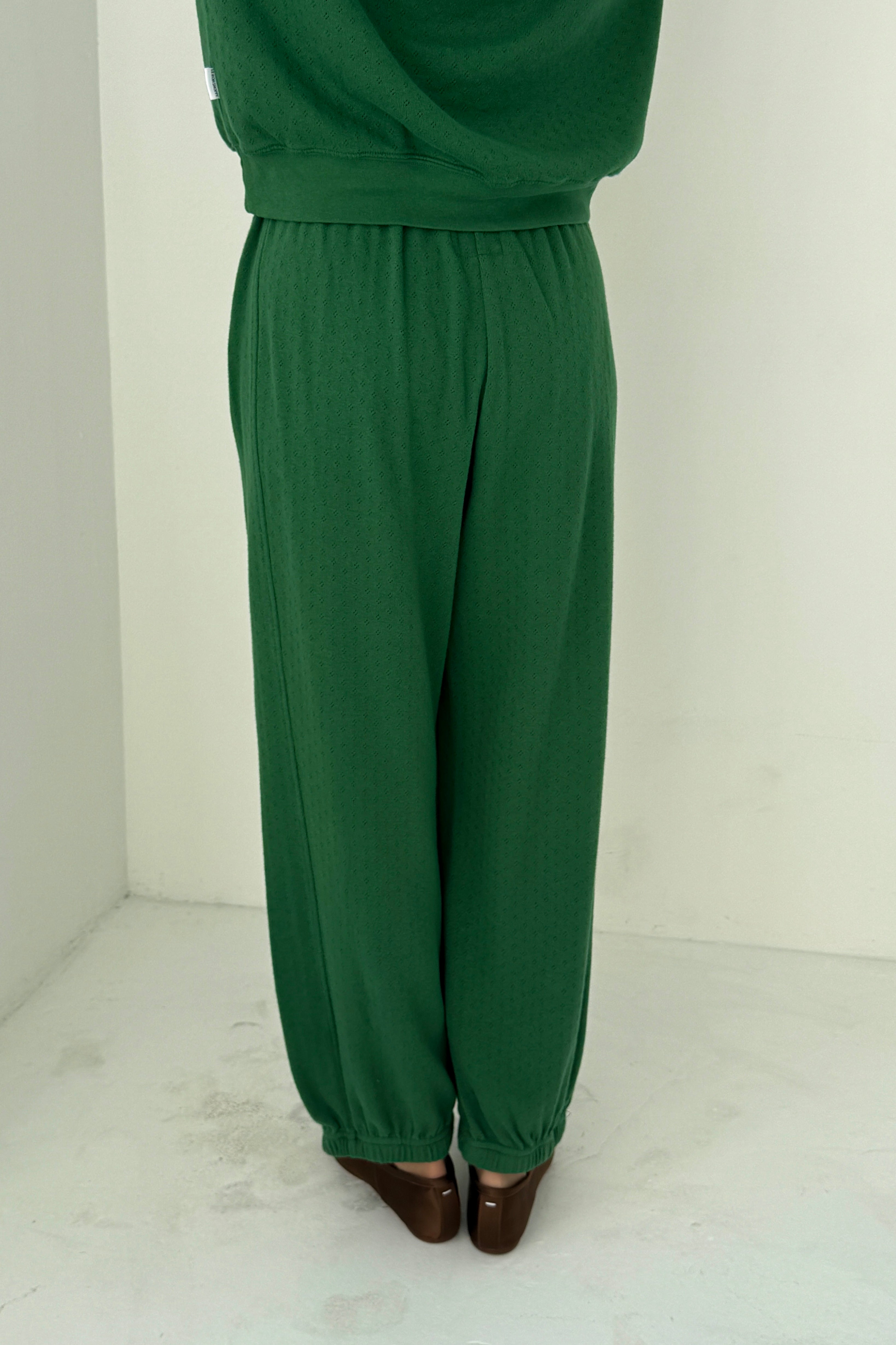 Pointelle Balloon Pants - Moss Green