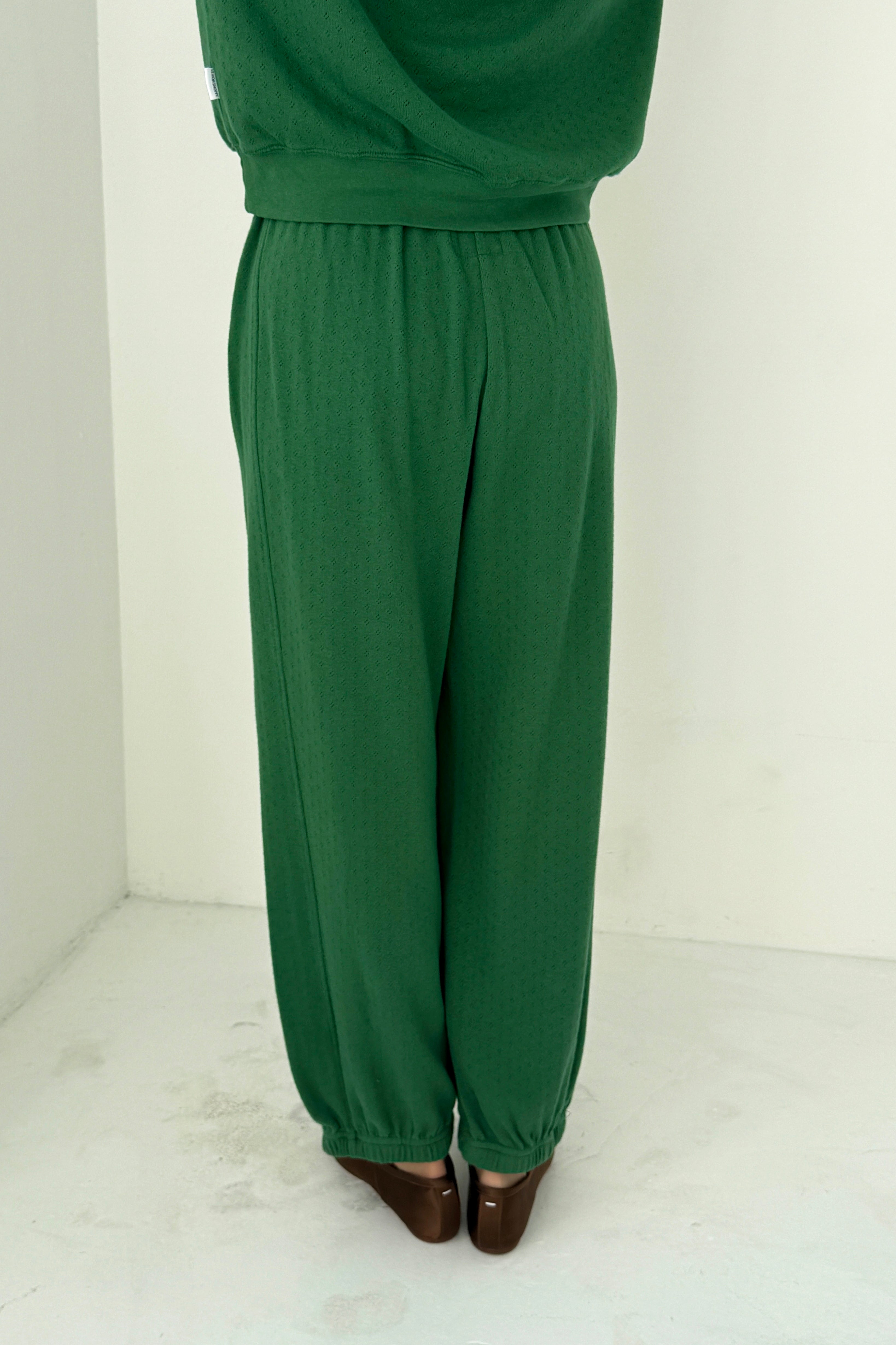 Pointelle Balloon Pants - Moss Green