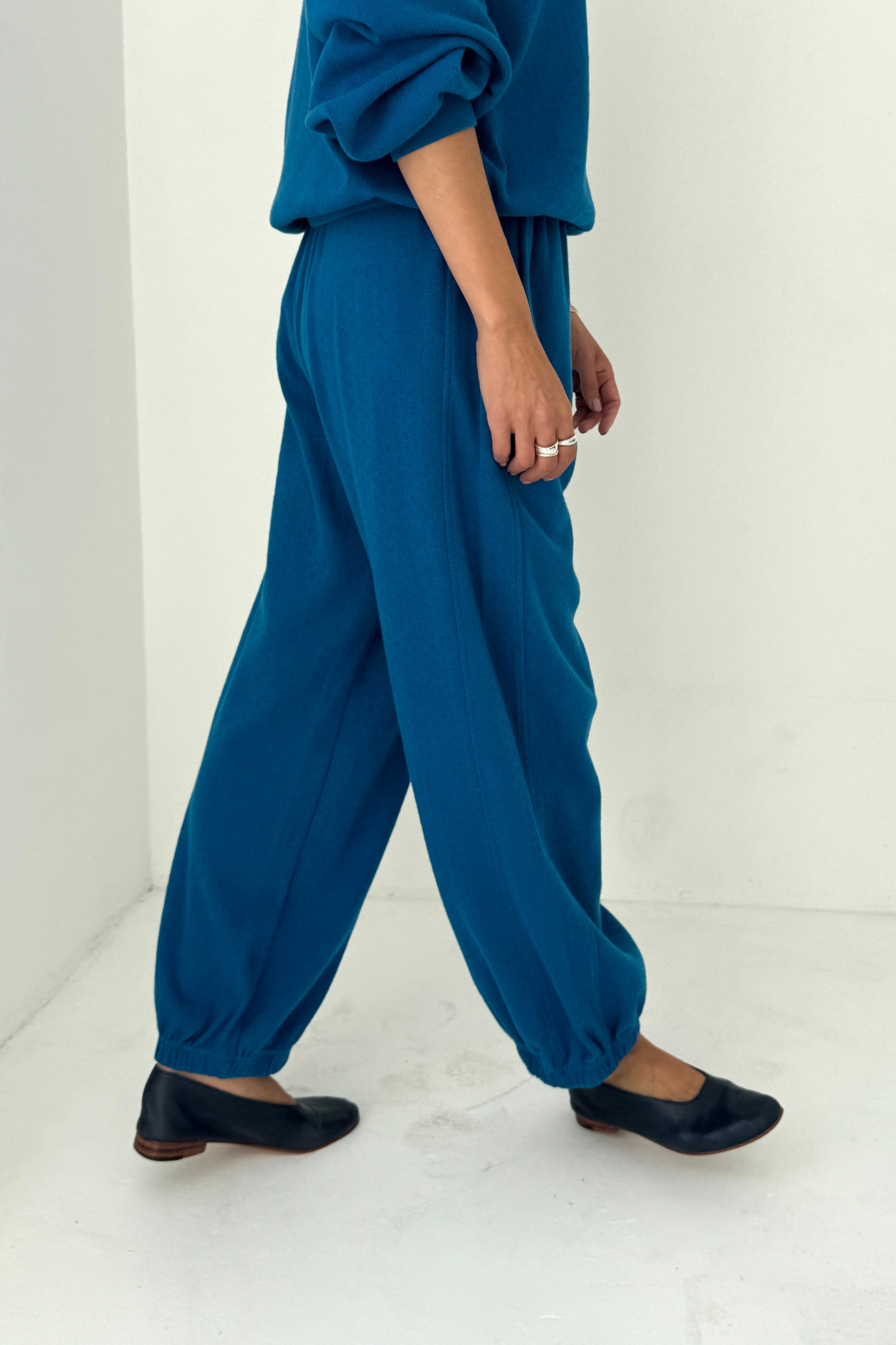 Pointelle Balloon Pants - Sea Blue