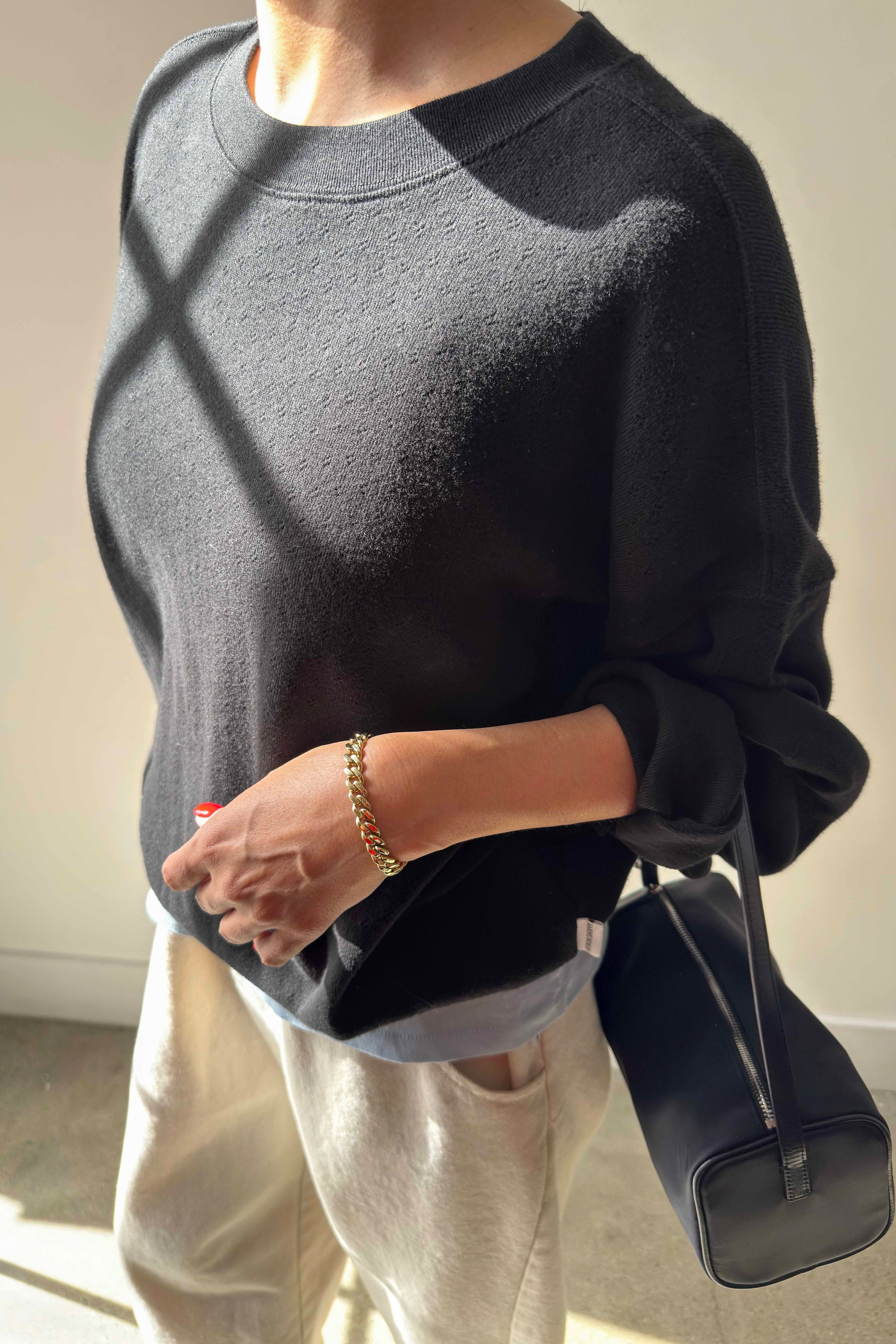 Pointelle Core Sweatshirt - Black