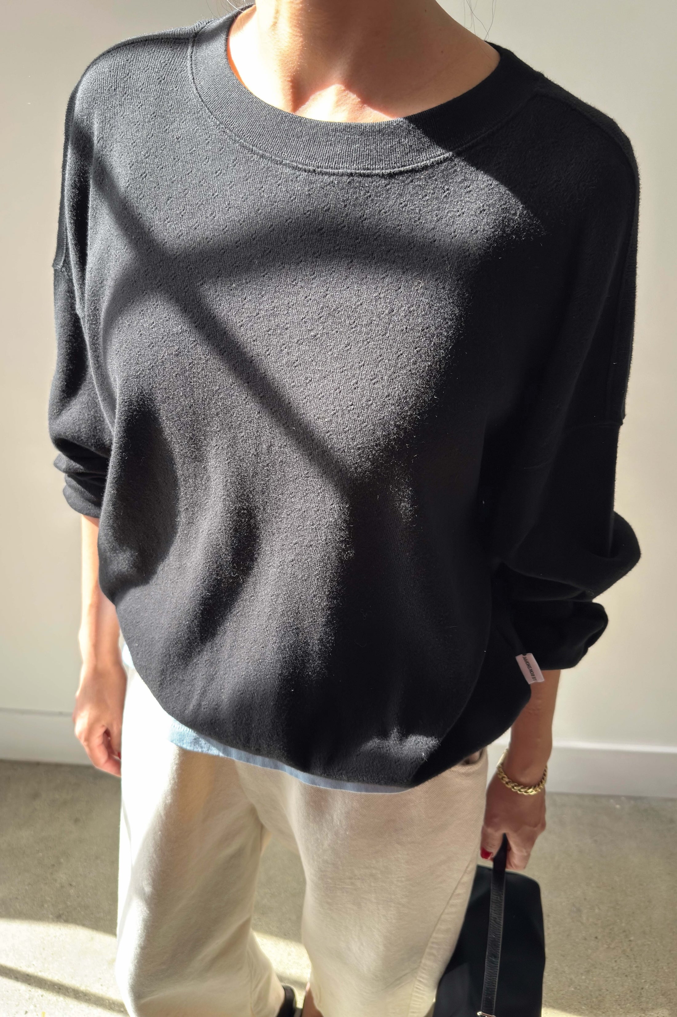 Pointelle Core Sweatshirt - Black