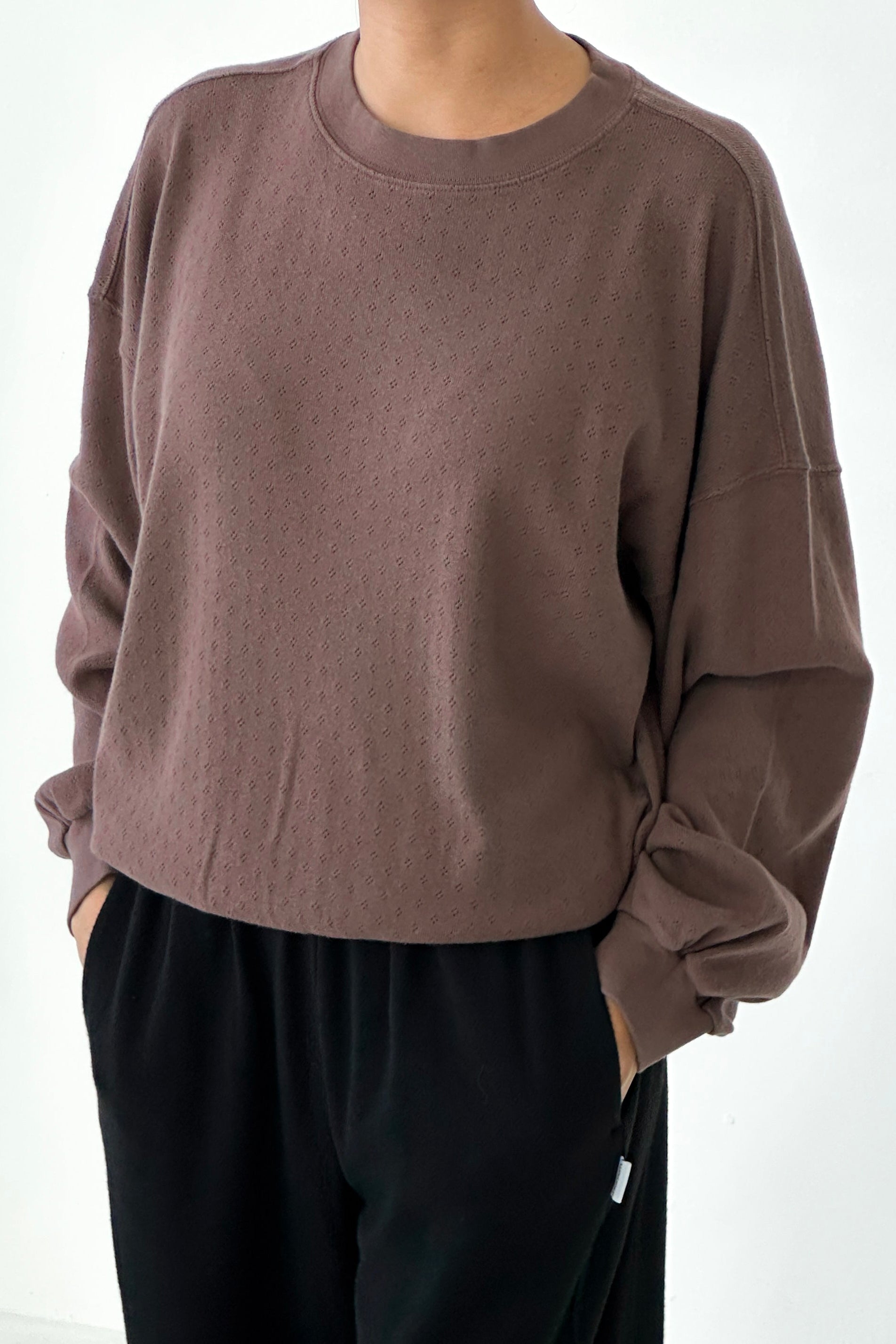 Pointelle Core Sweatshirt - Chocolate