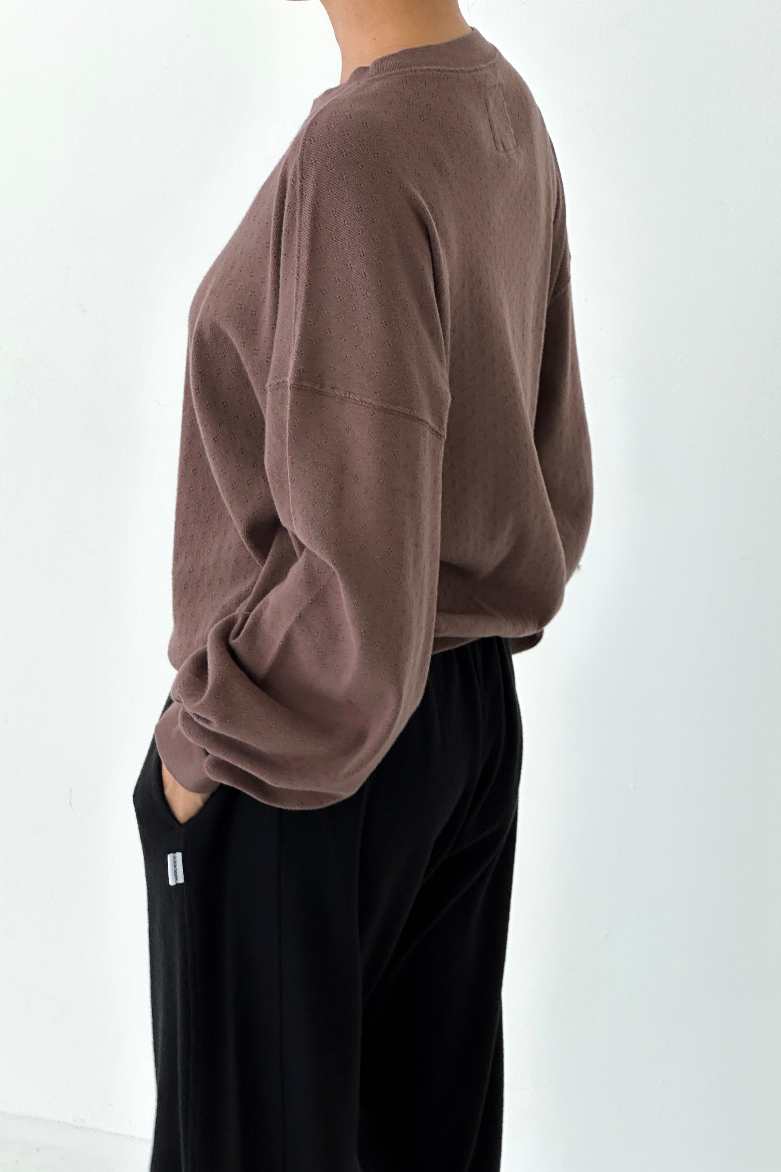 Pointelle Core Sweatshirt - Chocolate