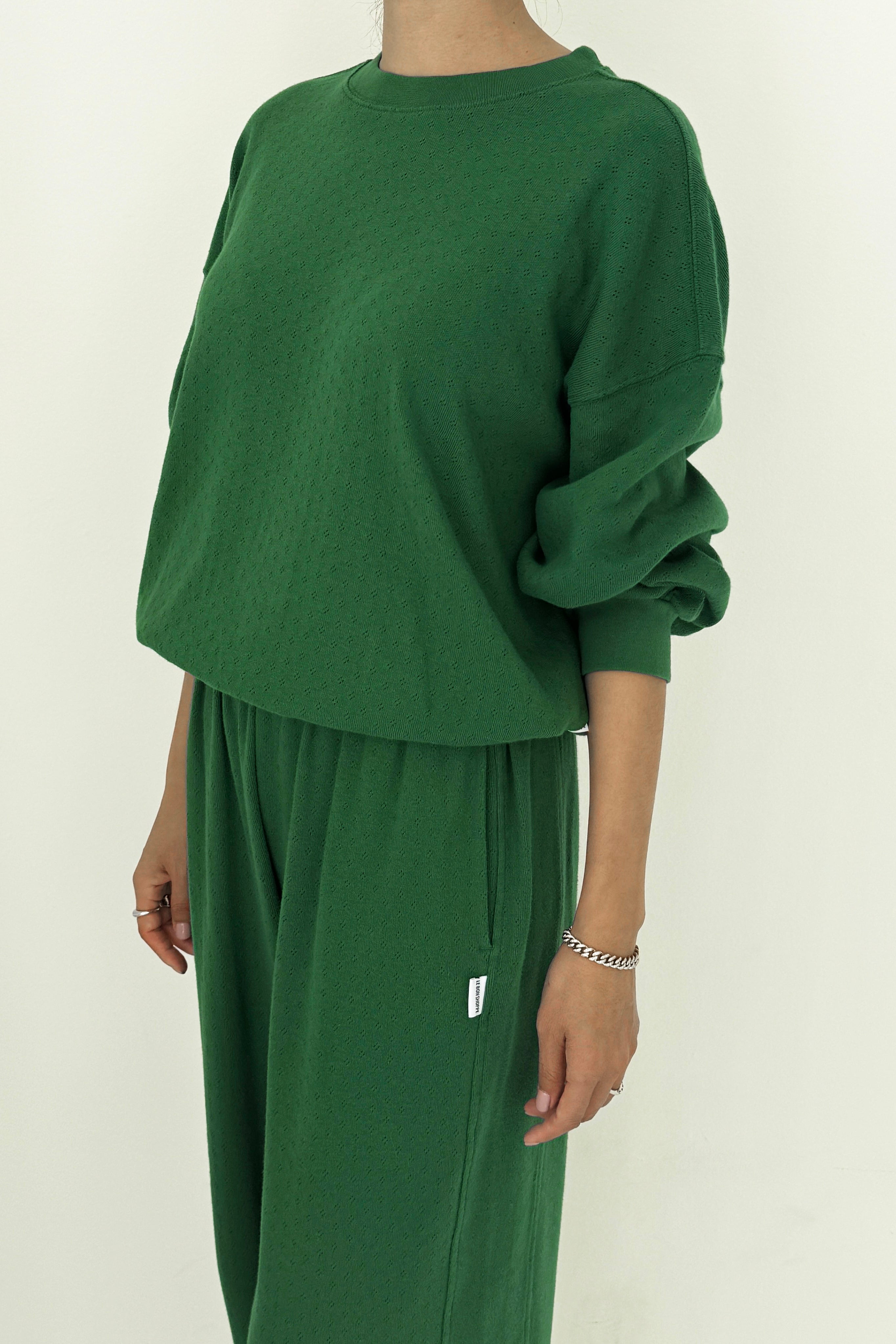 Pointelle Core Sweatshirt - Moss Green