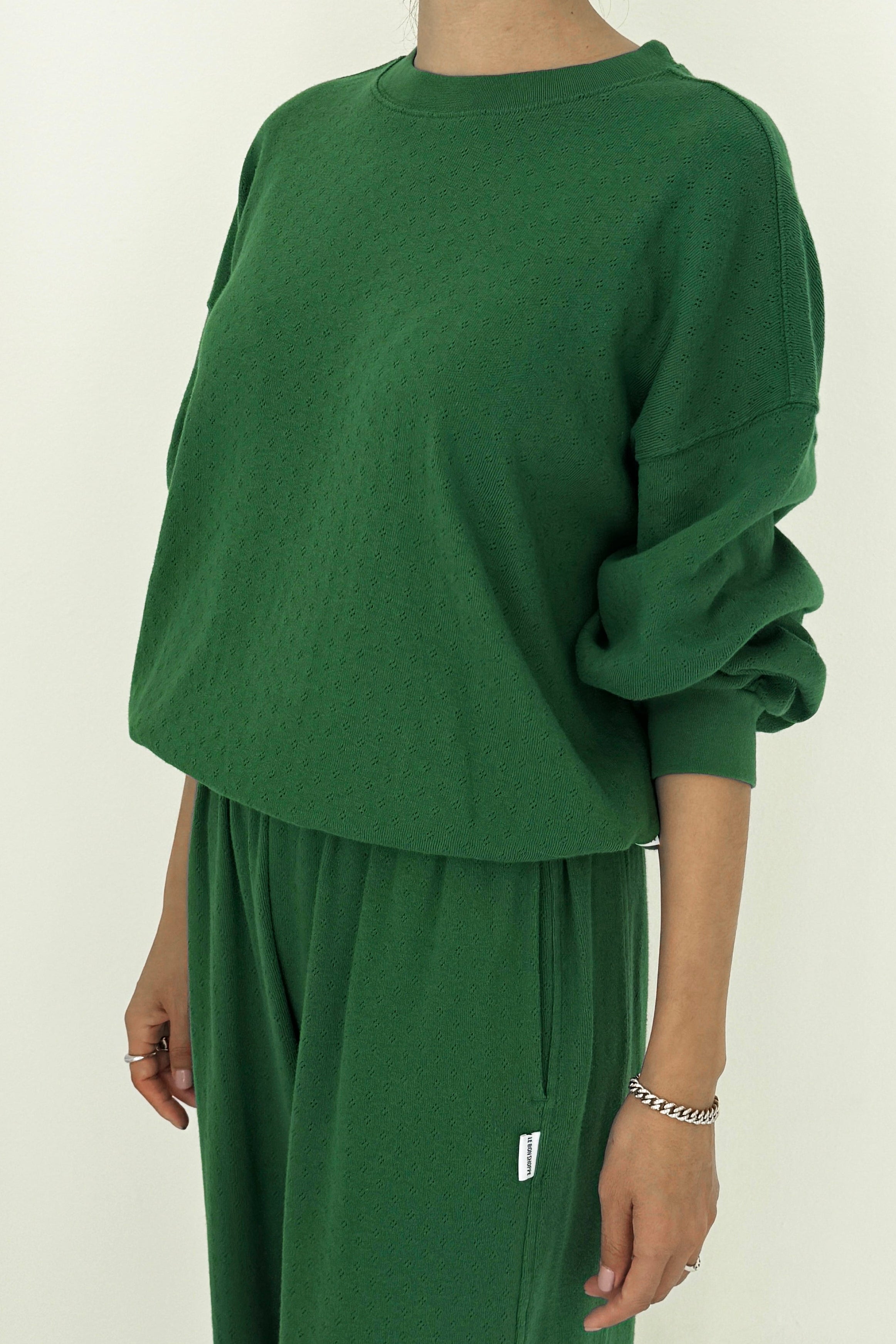 Pointelle Core Sweatshirt - Moss Green