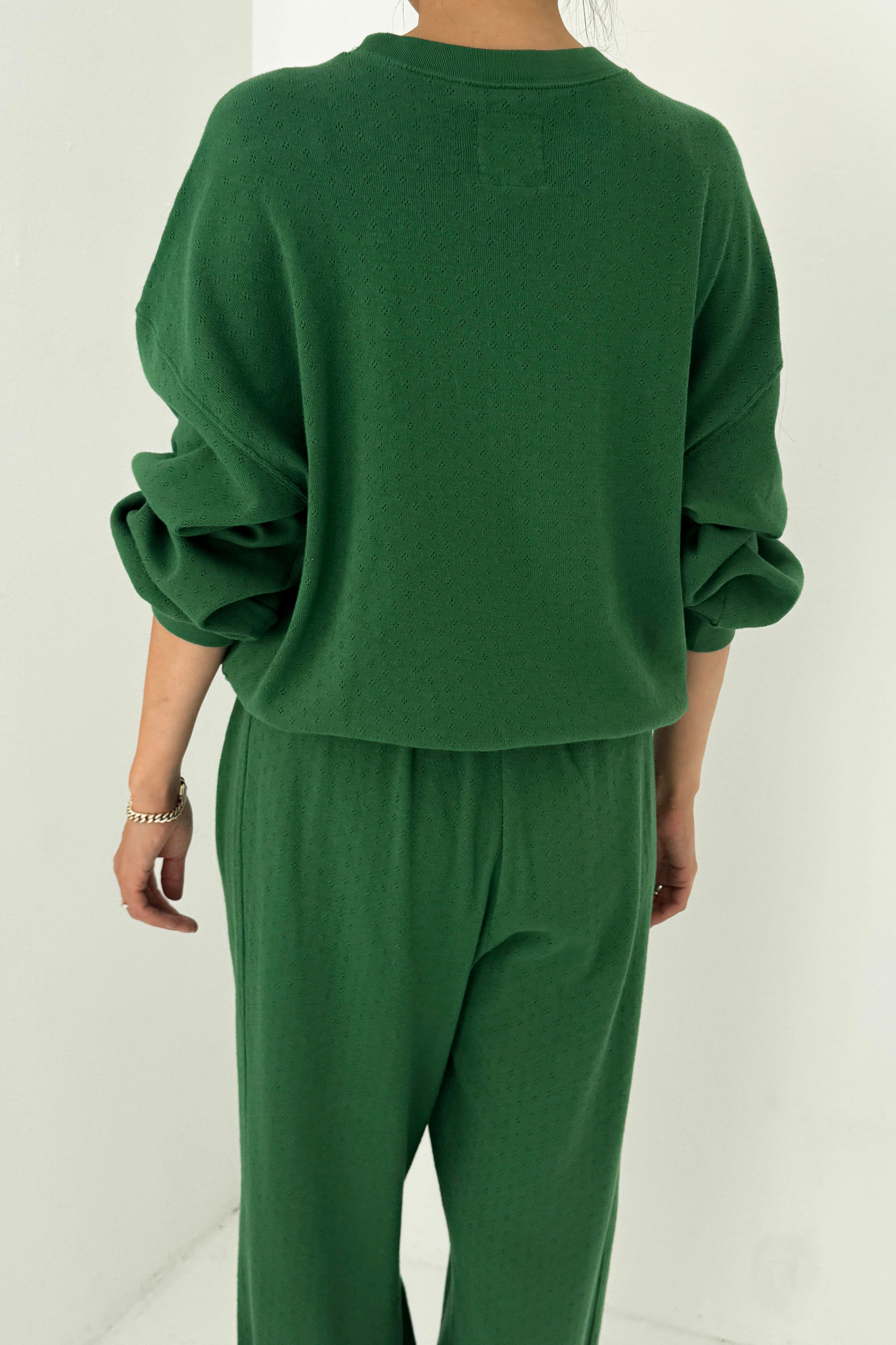 Pointelle Core Sweatshirt - Moss Green