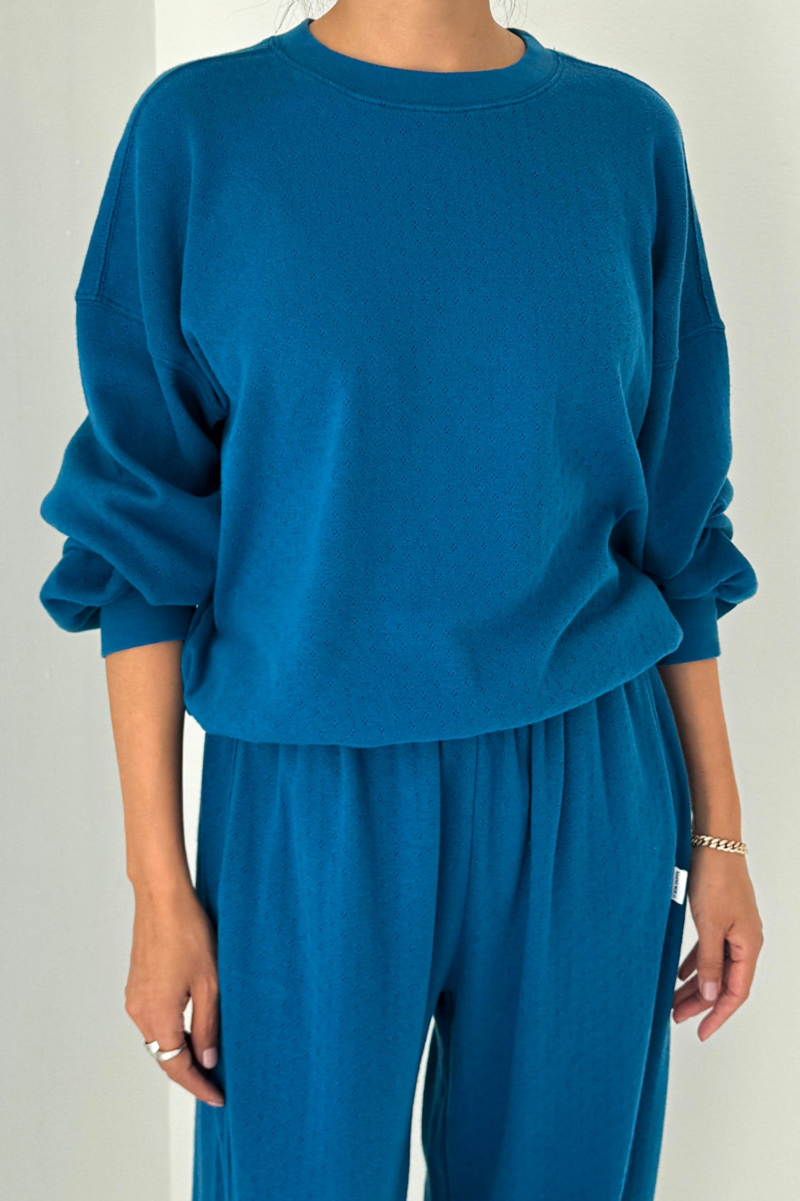 Pointelle Core Sweatshirt - Sea Blue