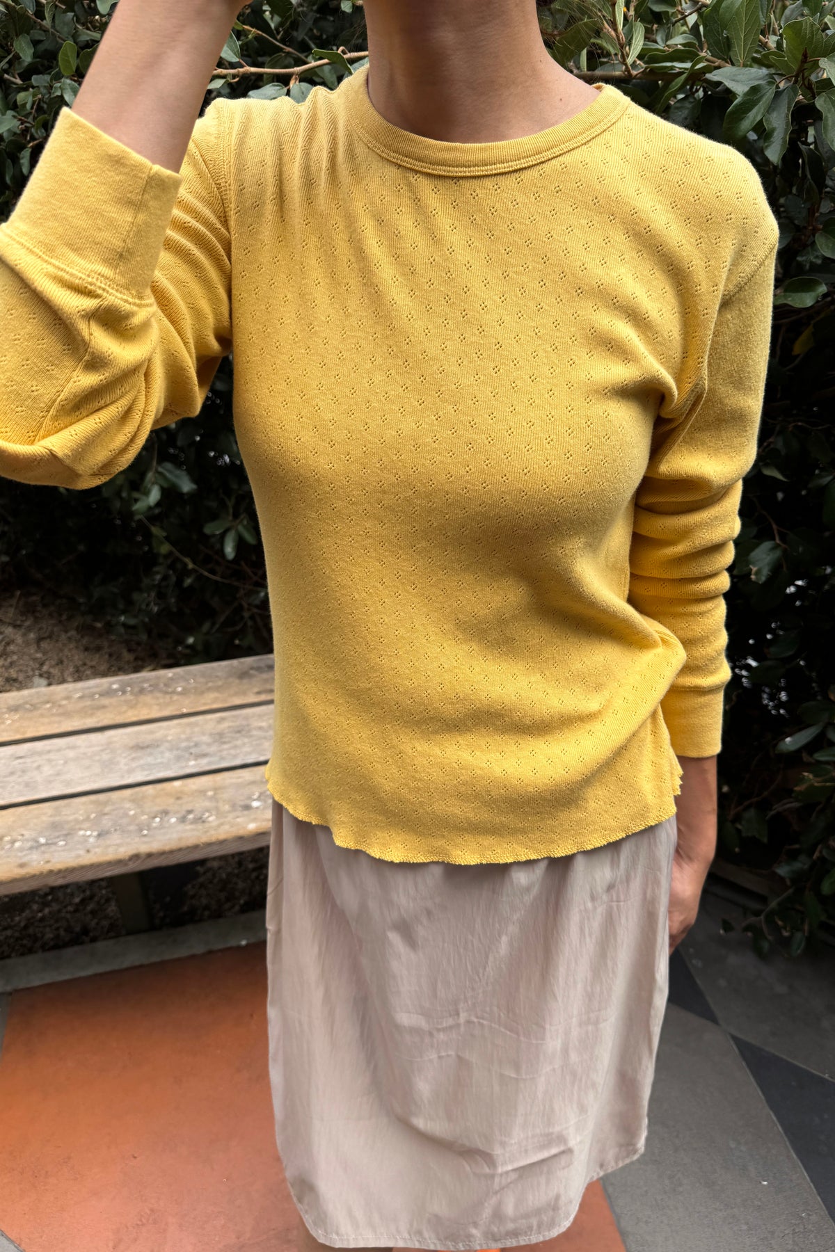 Pointelle Fundamental Tee - Deep Yellow