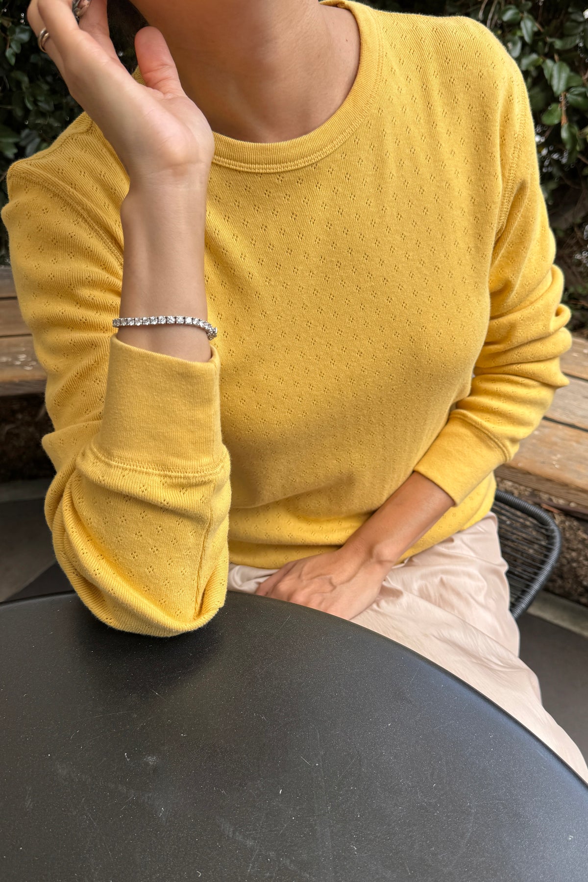 Pointelle Fundamental Tee - Deep Yellow