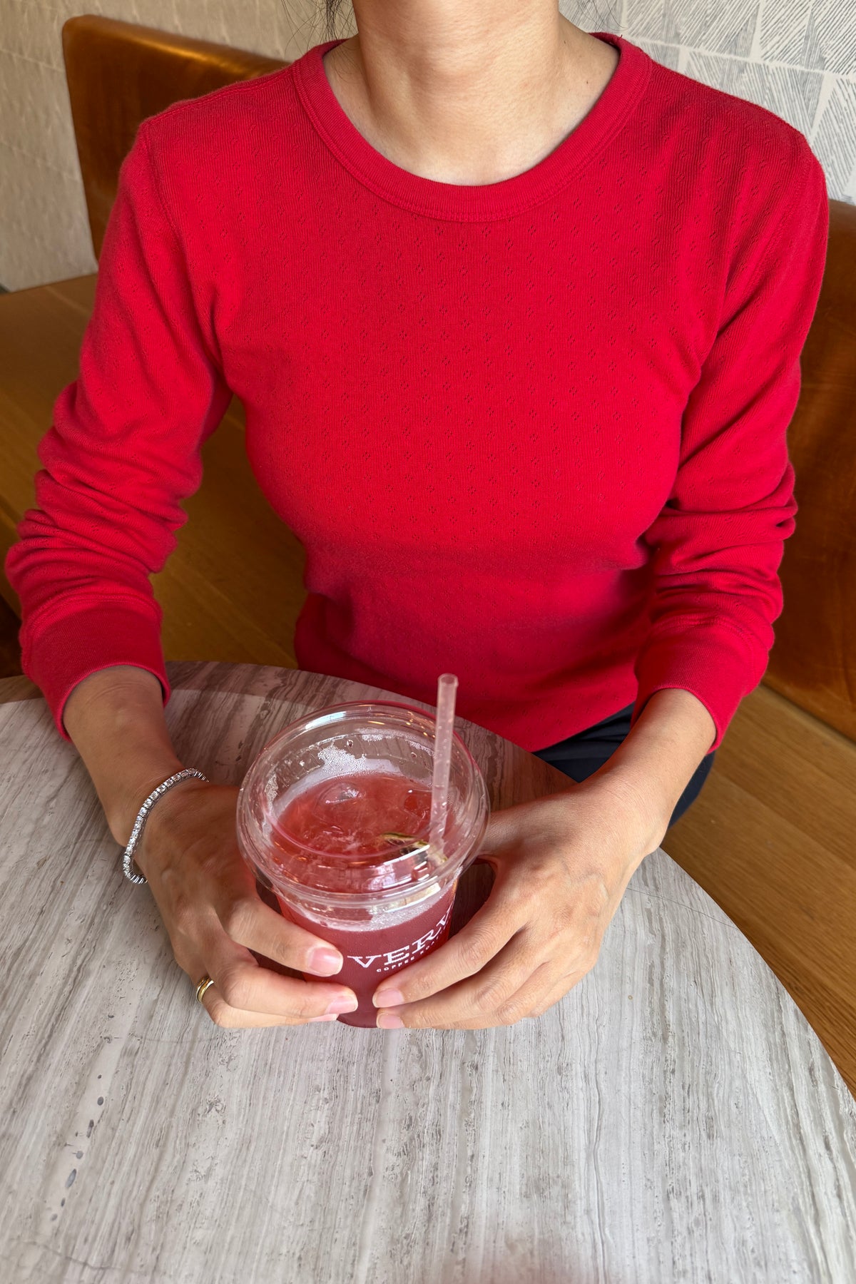 Pointelle Fundamental Tee - Red Apple