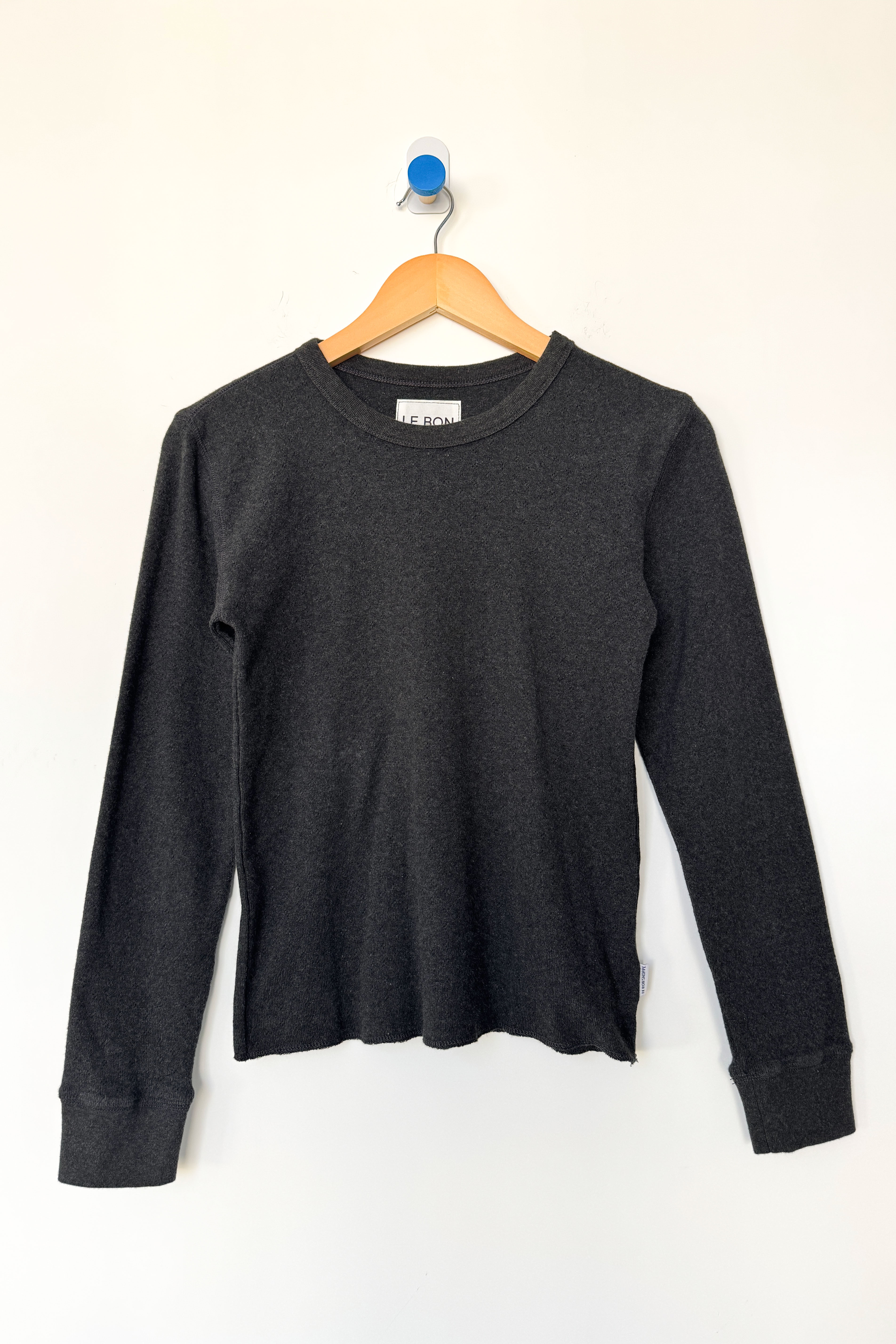 Pointelle Fundamental Tee - Charcoal