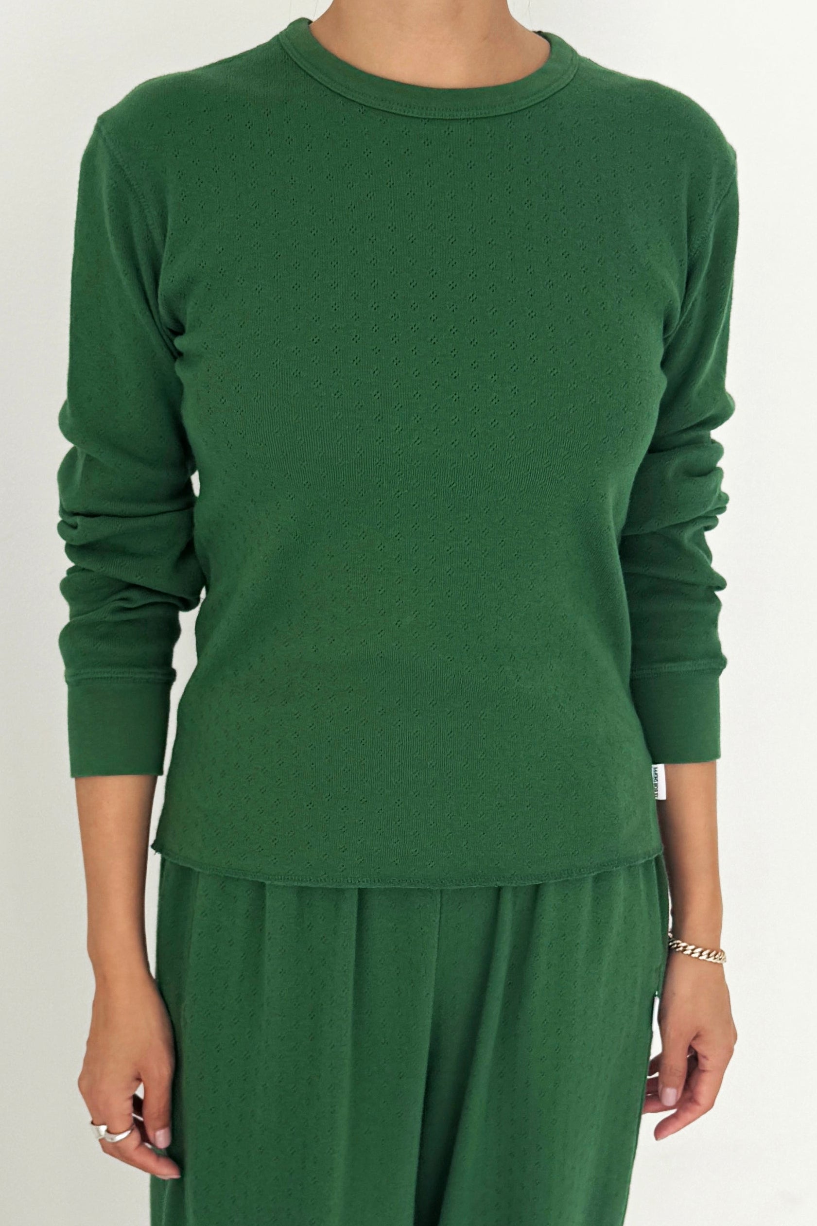 Pointelle Fundamental Tee - Moss Green