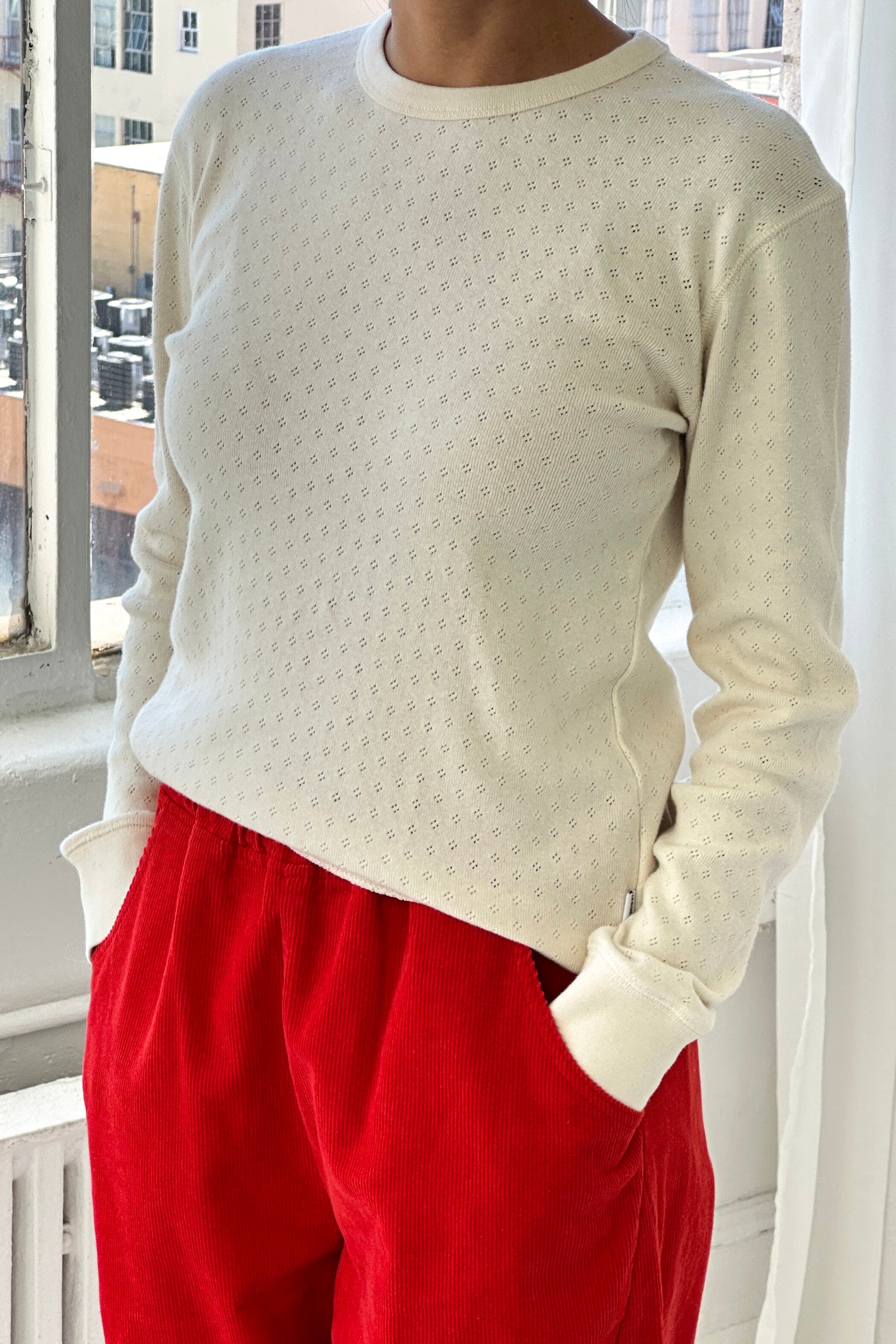 Pointelle Fundamental Tee - Naturel