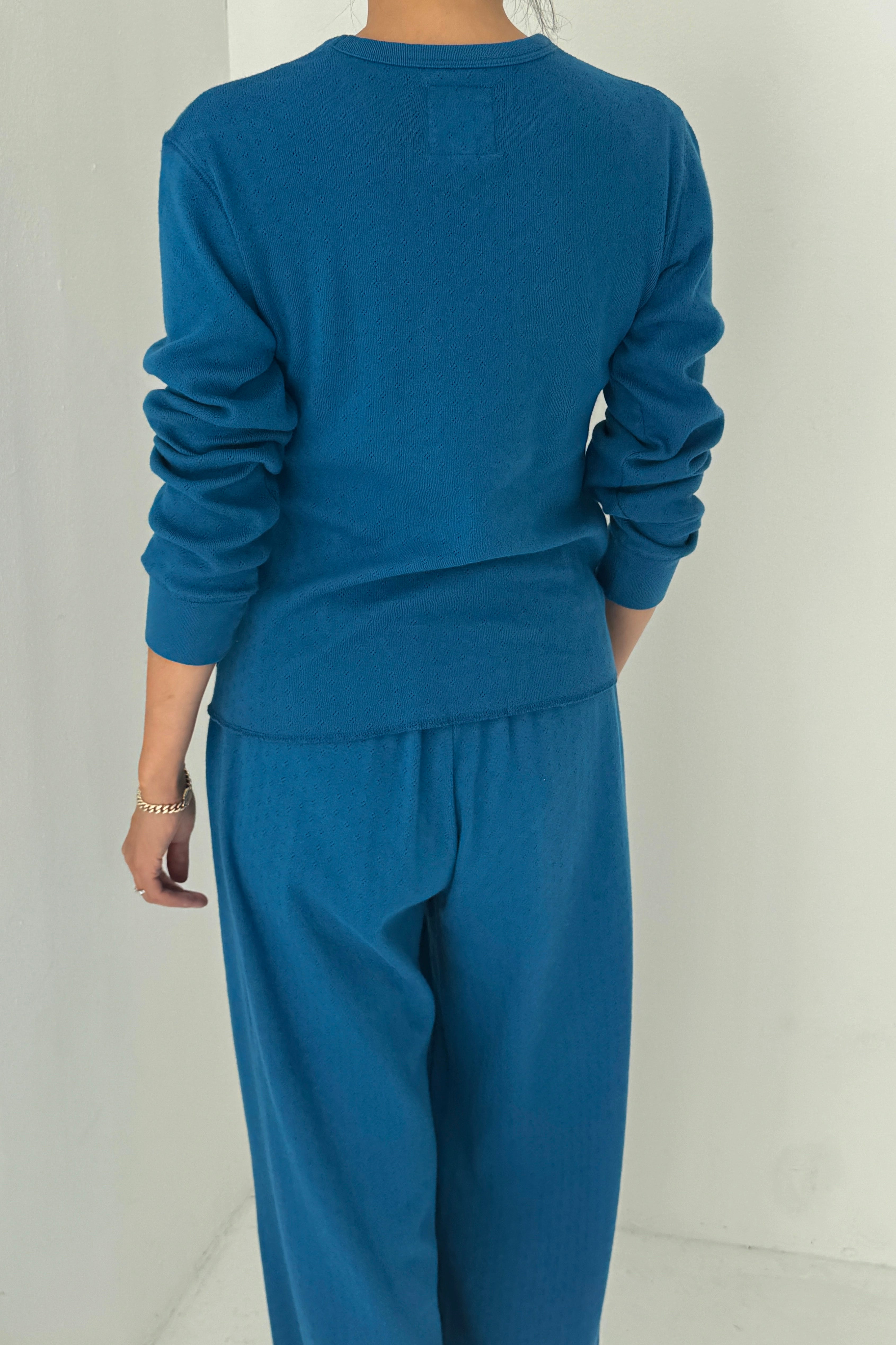 Pointelle Fundamental Tee - Sea Blue