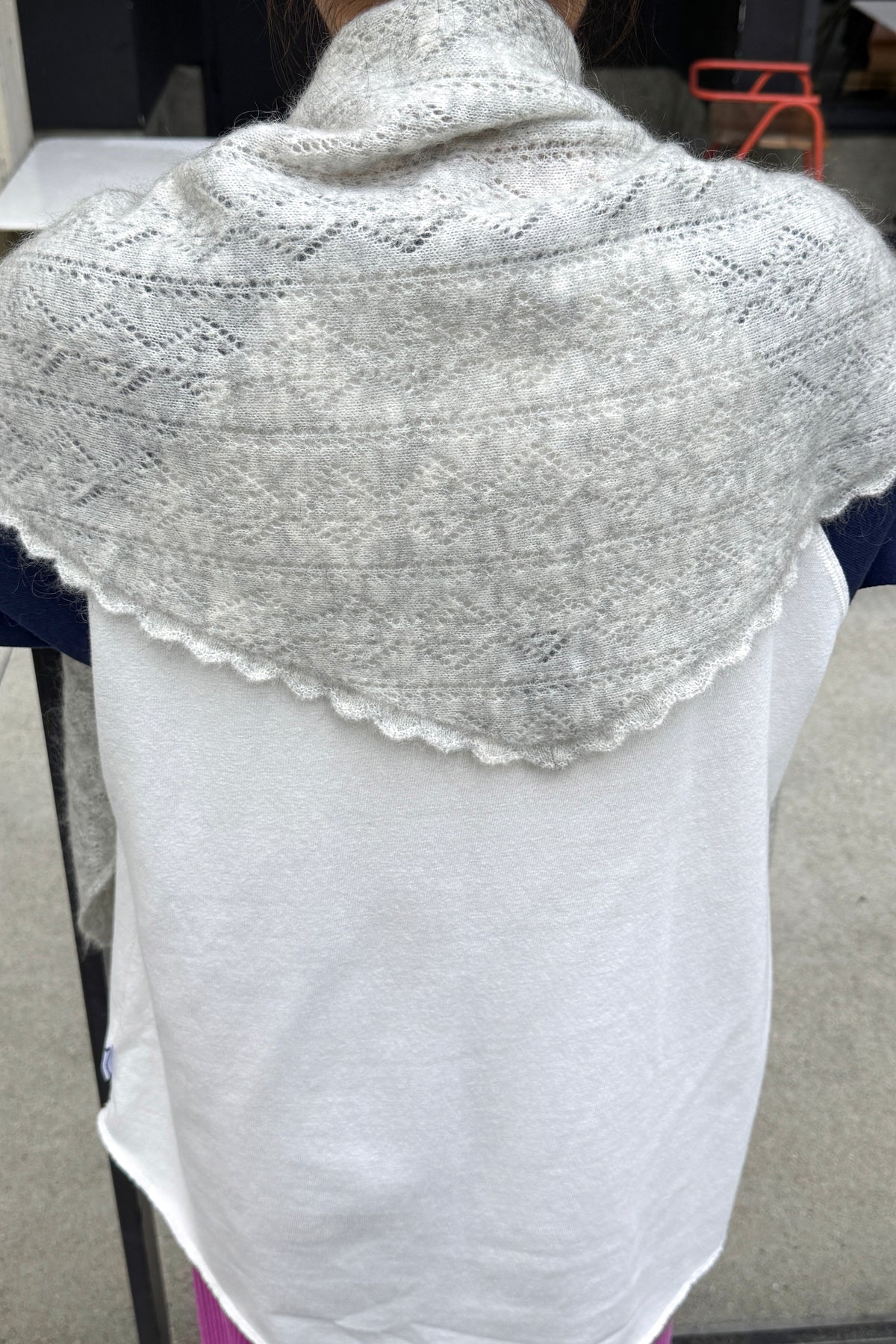 Mohair Pointelle Shawl - Ht. Grey