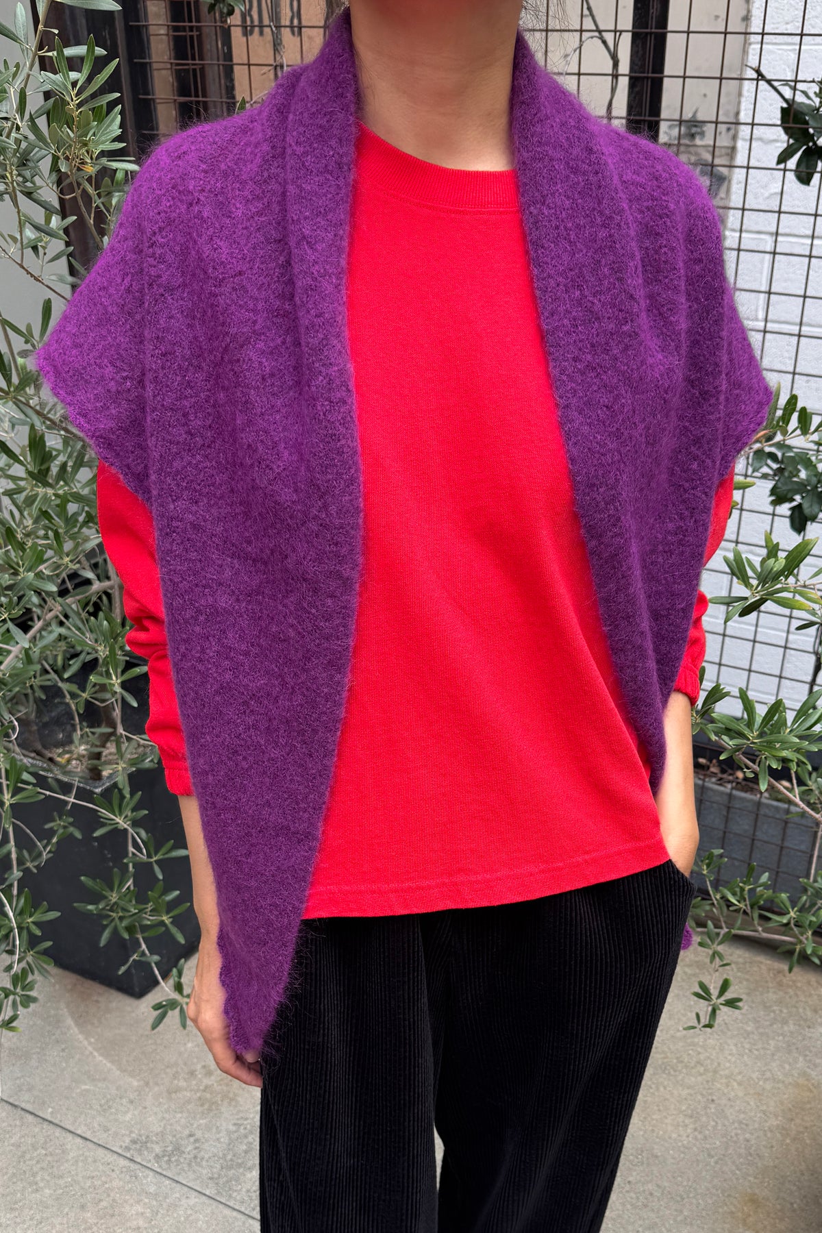 Mohair Pointelle Shawl - Purple