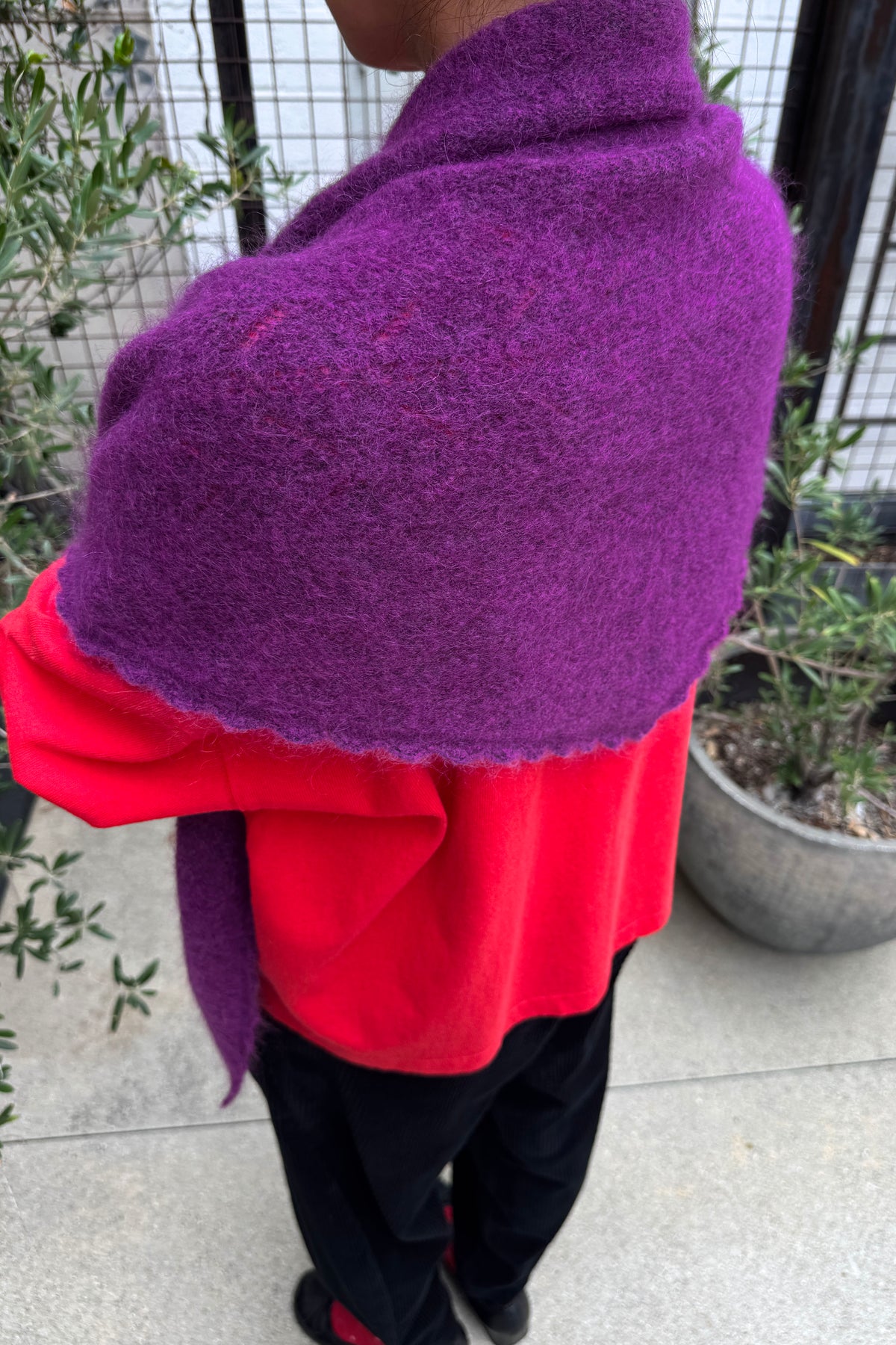 Mohair Pointelle Shawl - Purple