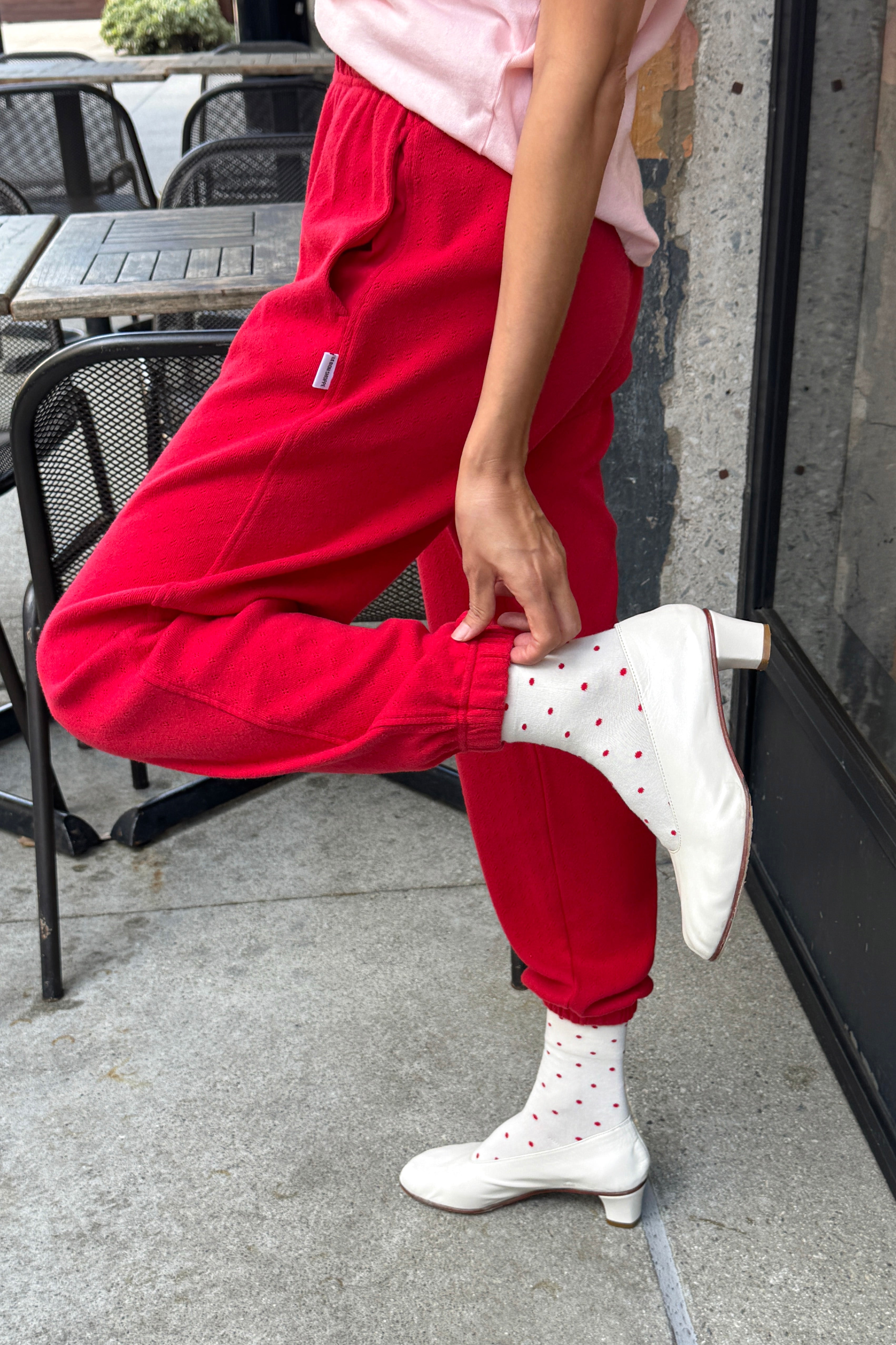 Pointelle Serene Joggers - Red Apple