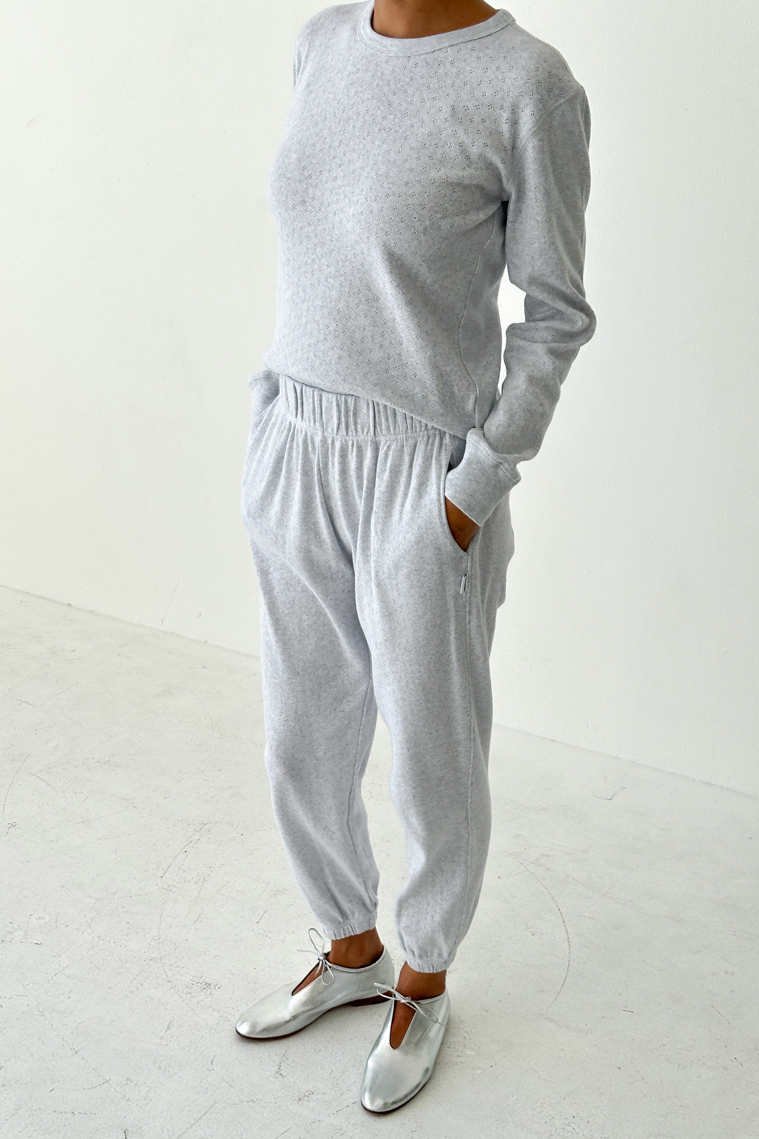 Pointelle Serene Joggers - Icy Grey