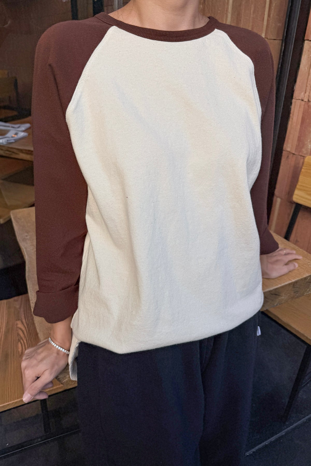 Heavy Cotton Raglan Tee - Naturel/Chestnut
