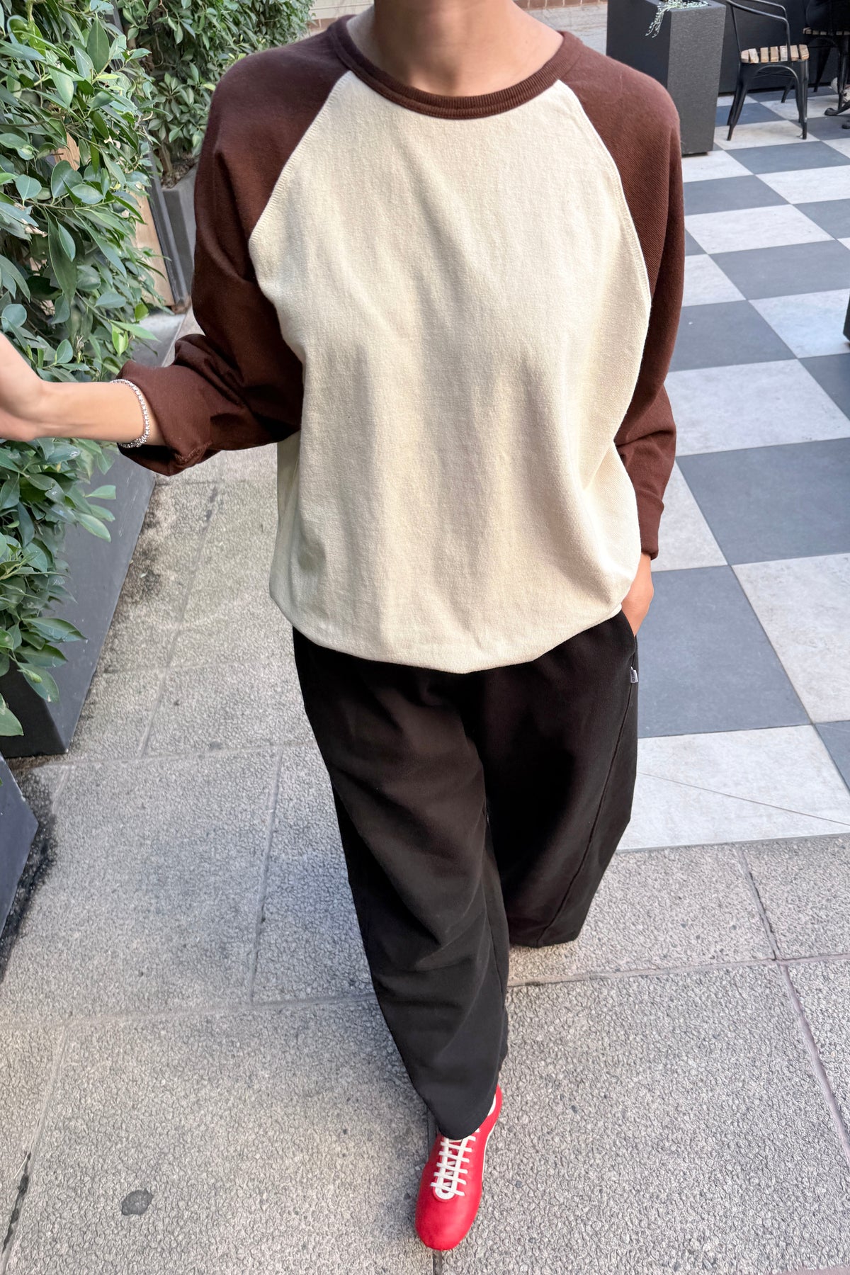 Heavy Cotton Raglan Tee - Naturel/Chestnut