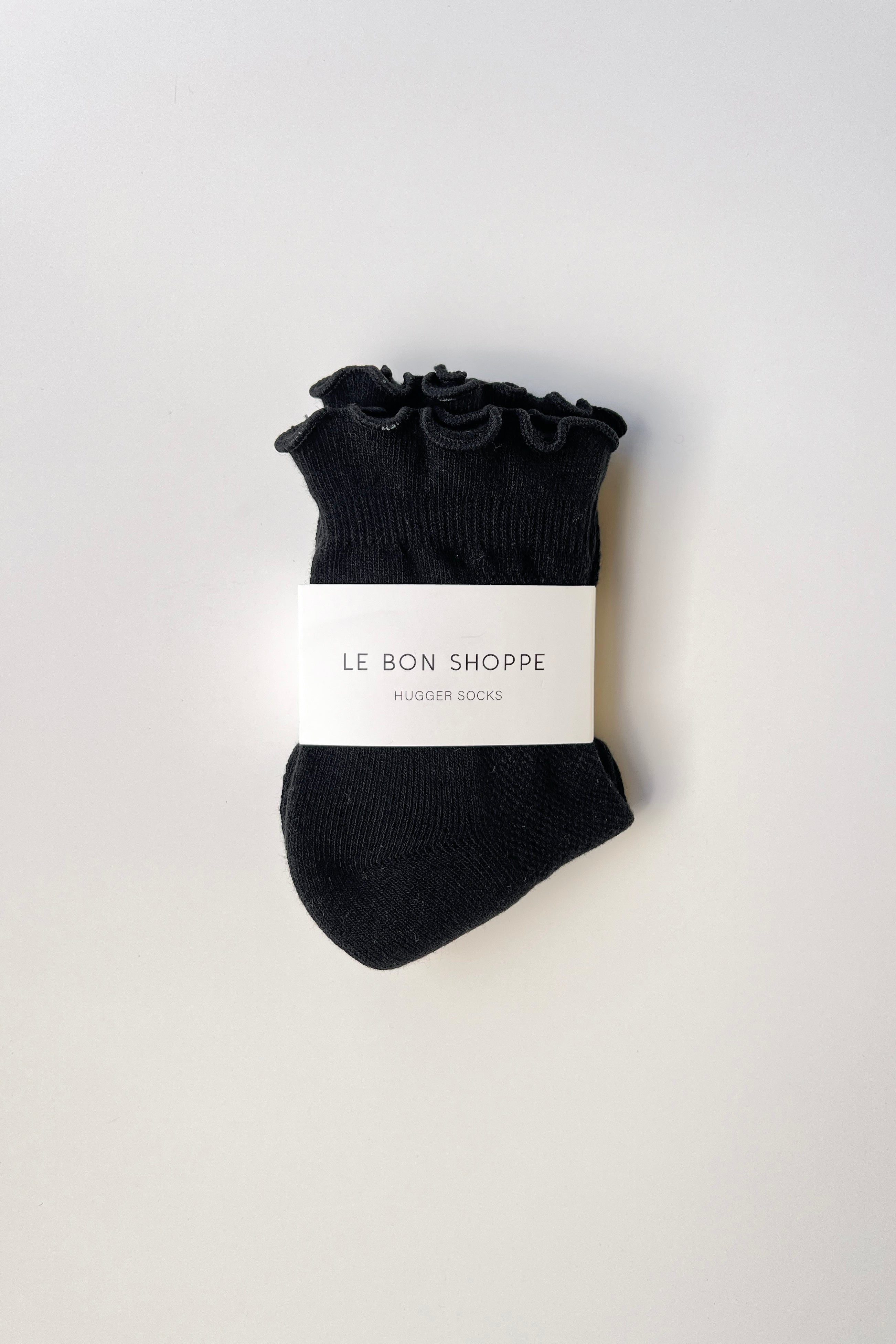 Ruffled Hugger Crew Socks - Black / Black