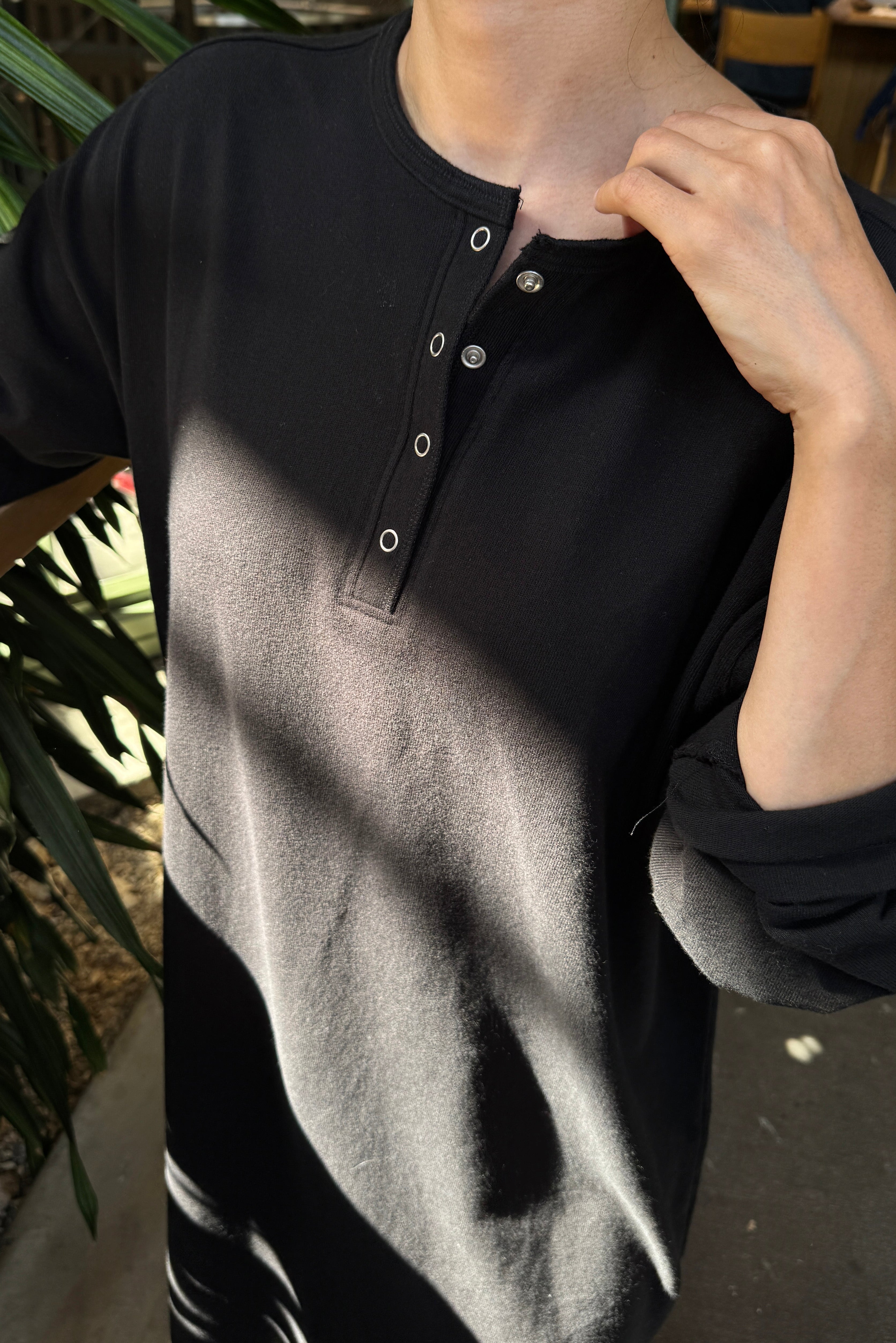 Soft Jersey Henley Dress - Black